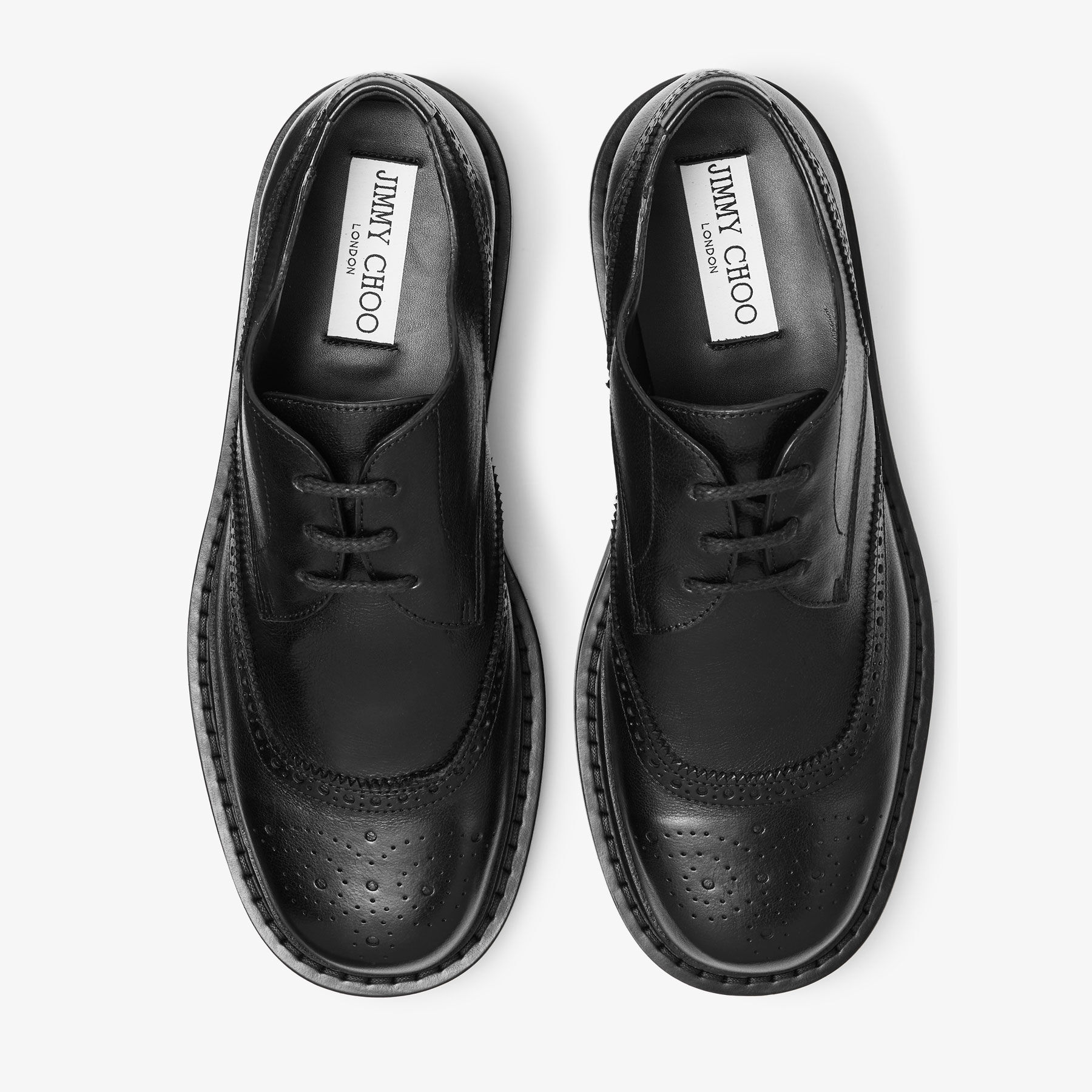 Rowan Brogue Derby | Black Vintage Leather Loafer | JIMMY CHOO