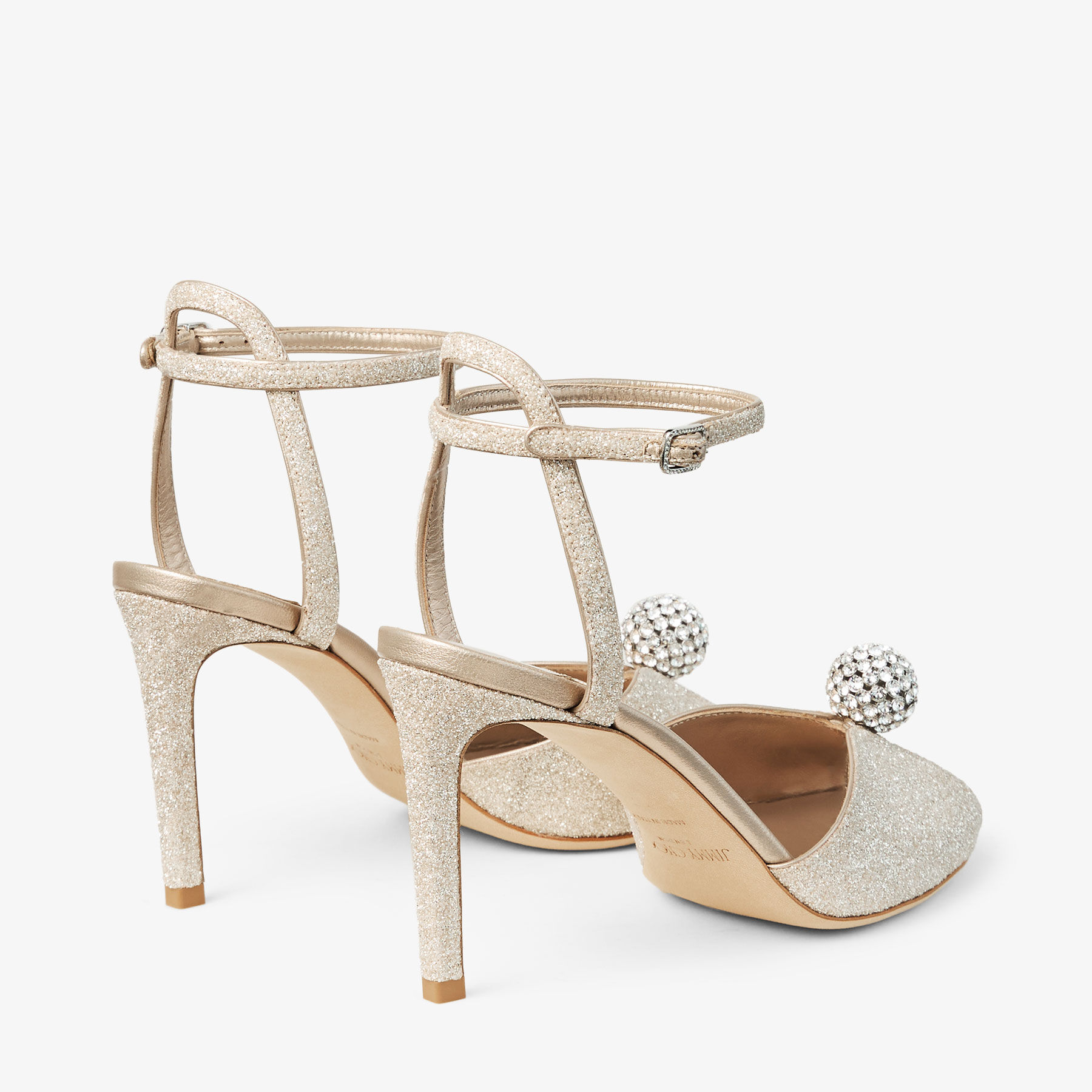 Sacora 85 | Sandalias en tejido brillante de color dorado claro
