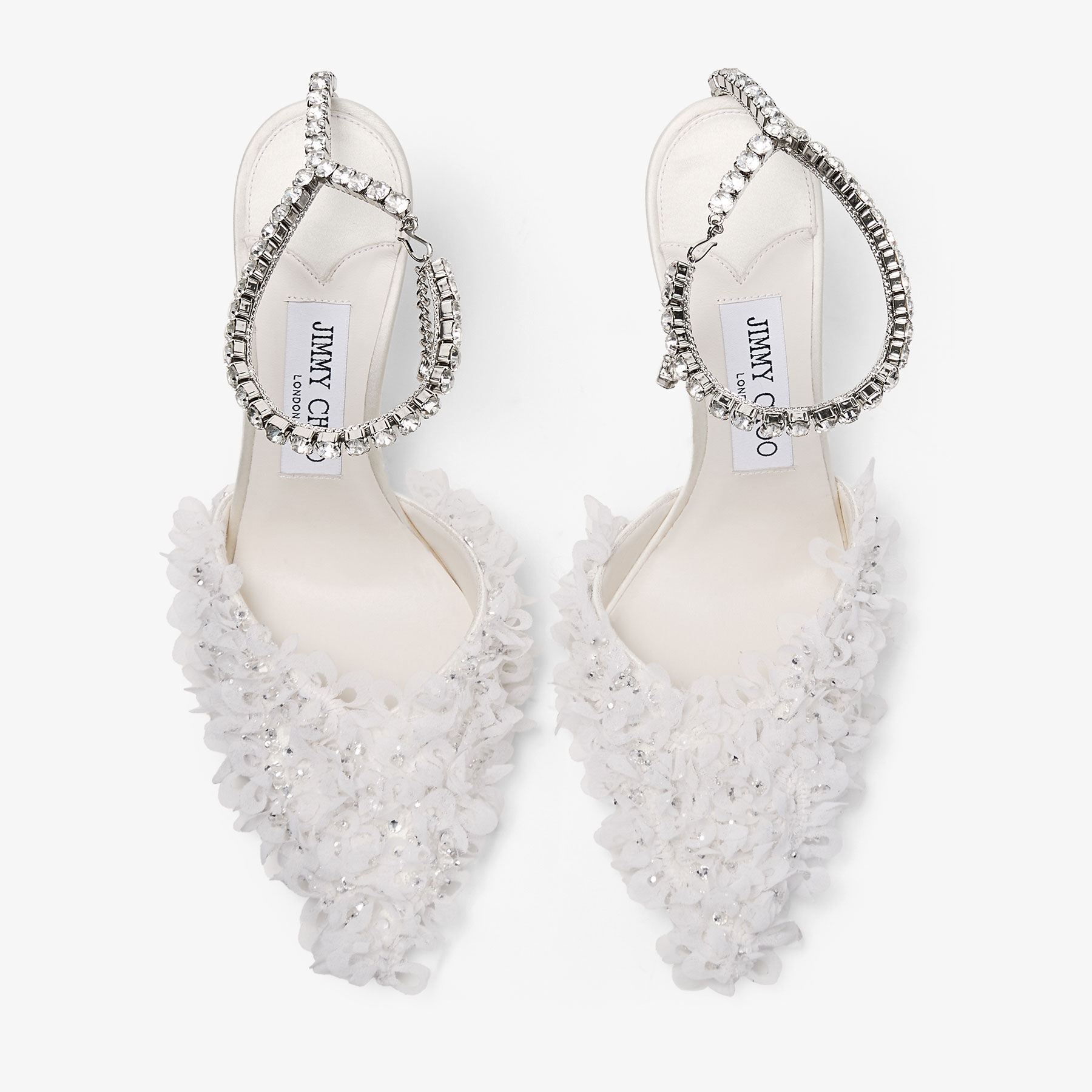 Saeda 100 | Ivory Mesh Pumps with Petal Embroidery | JIMMY CHOO
