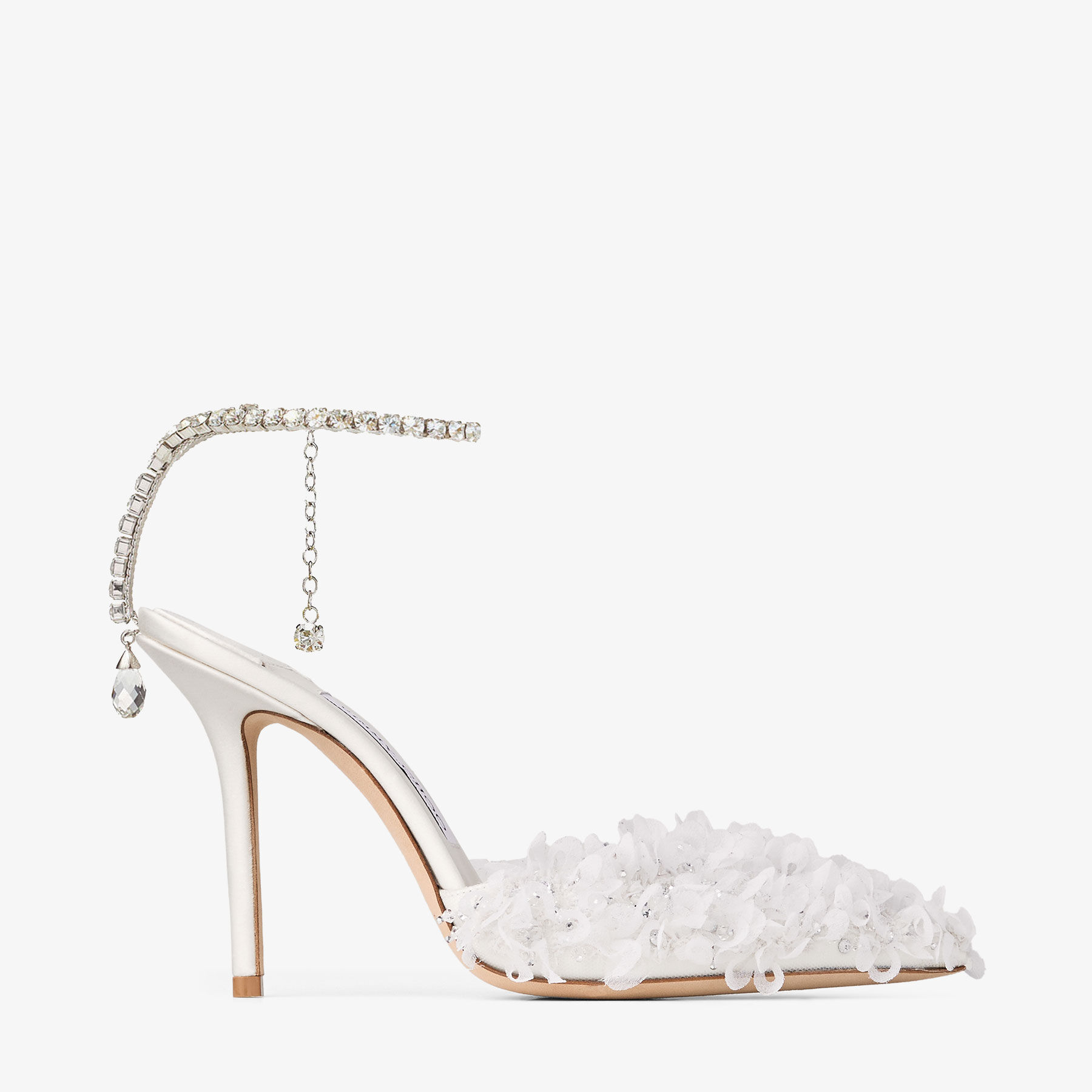Saeda 100 | Ivory Mesh Pumps with Petal Embroidery | JIMMY CHOO