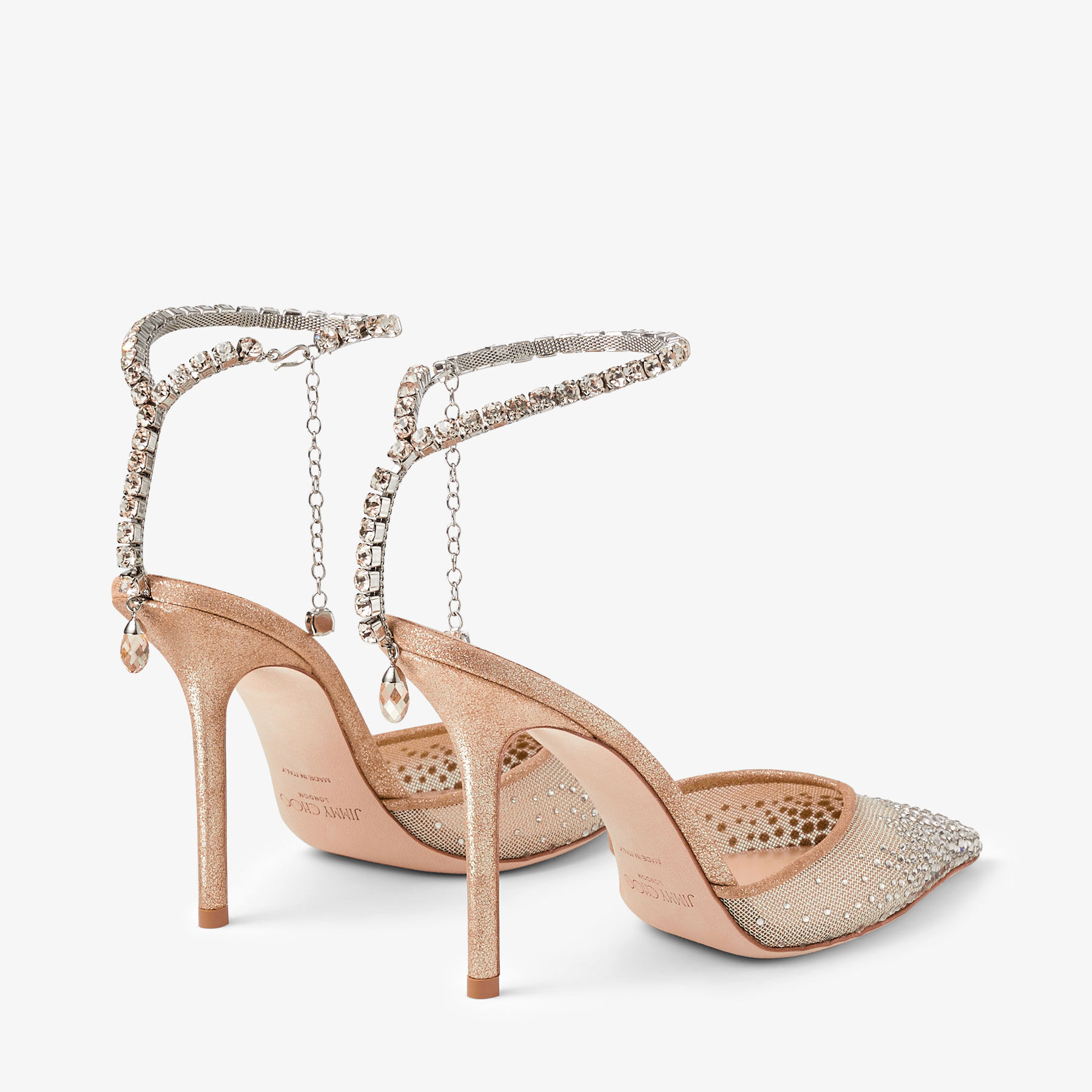 SAEDA 100 | Champagne Mesh and Shimmer Suede Pumps with