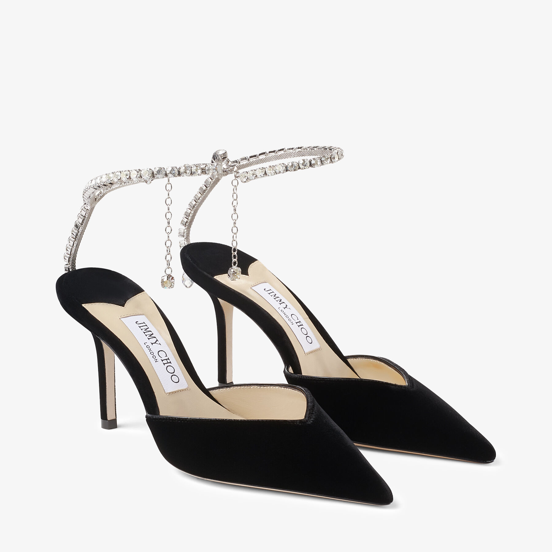 【Jimmy Choo】85mm クリスタル付きチュール Saeda デコルテ Saeda 85 | Ivory Tulle Crystal Pumps | JIMMY CHOO