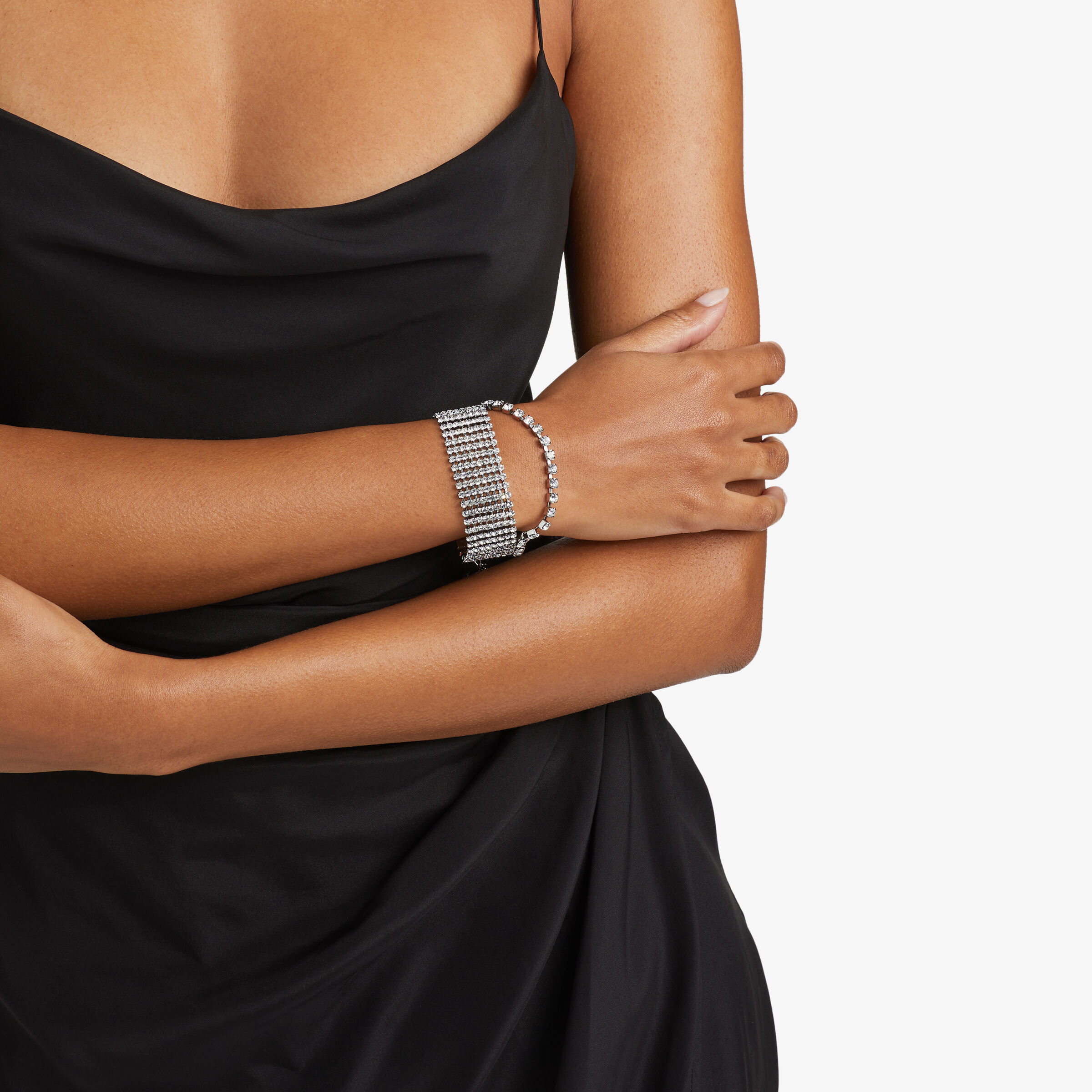 Silver-Finish Crystal Mesh Bracelet | Saeda Bracelet