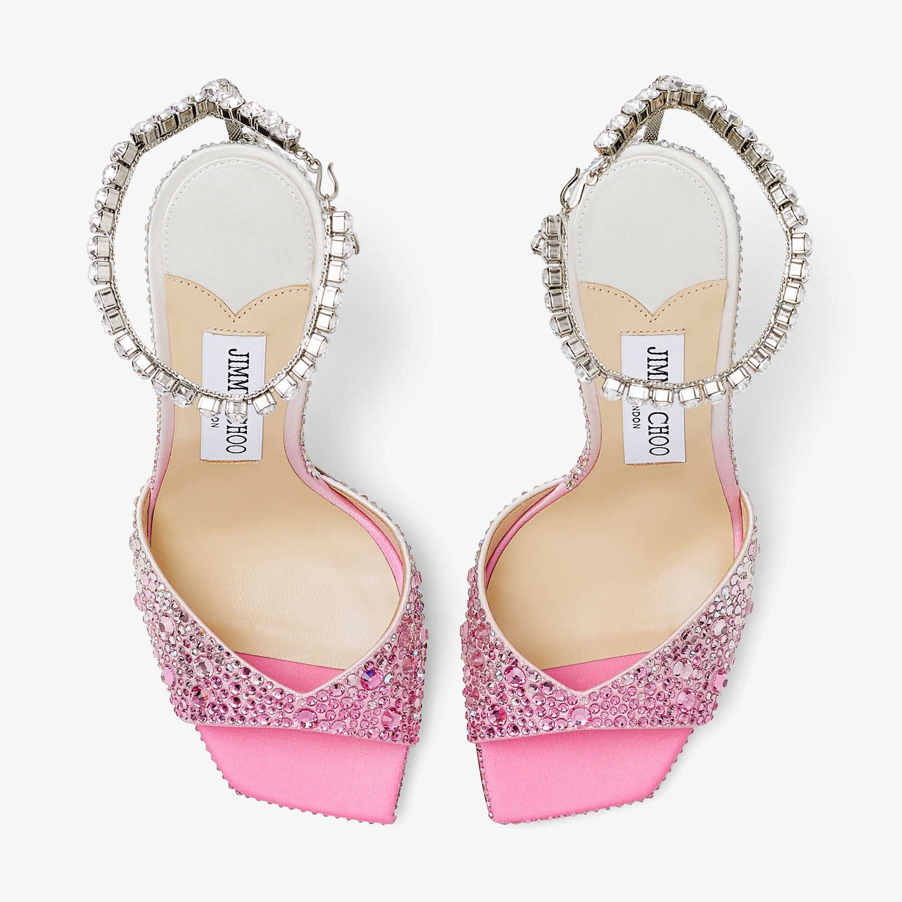 [JIMMY CHOO] Saeda サテン サンダル SAEDA SANDAL/BH 85 | スワロフスキークリスタルチェーン付き