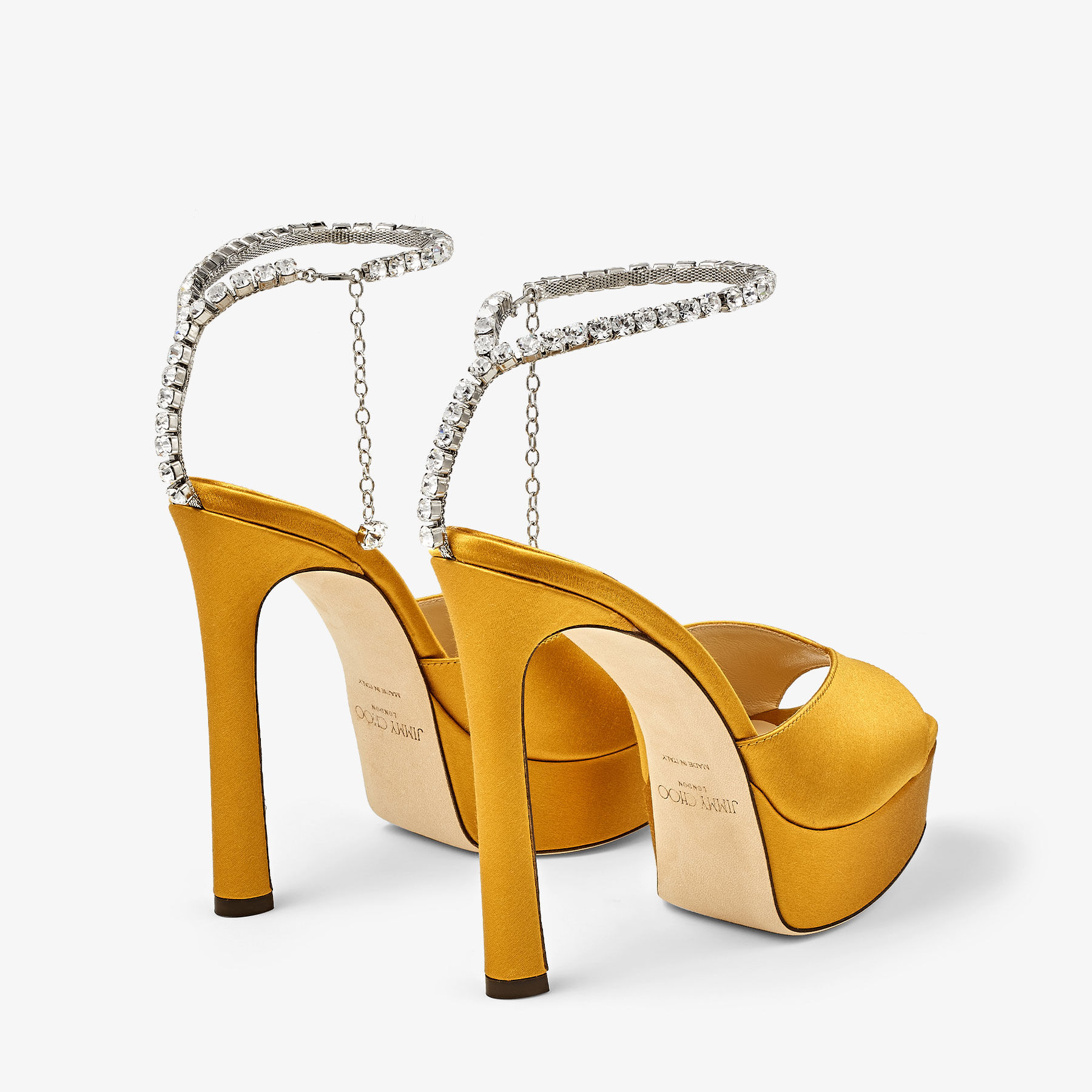JIMMY CHOO の靴♪ ★SAEDA★ BGH SUNFLOWER 125mm【多色在庫】 Saeda Sandal Platform 125 | Sunflower Satin Platform Sandals