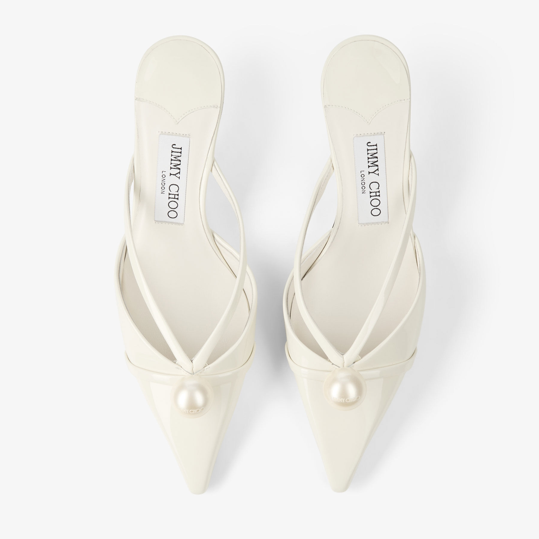 Sana Mule 50 | Latte Patent Leather Mule with Pearl | JIMMY CHOO
