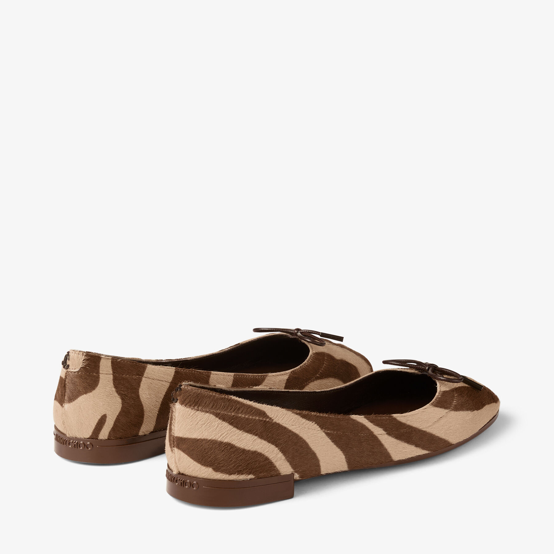 Scarlett Ballerina Chocolate Zebra Printed Pony Ballerina Flats