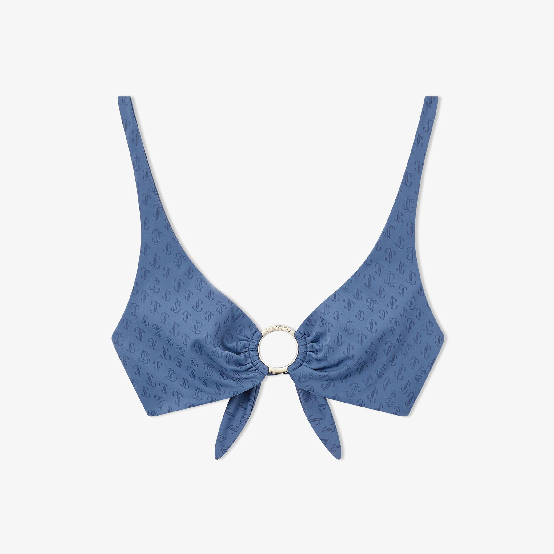 水着・ビーチグッズその他 Jimmy Choo SWIMWEAR (SIRAB076 SMOKEYBLUE) Smoky Blue JC Monogram Recycled Nylon and Lycra Bikini Top