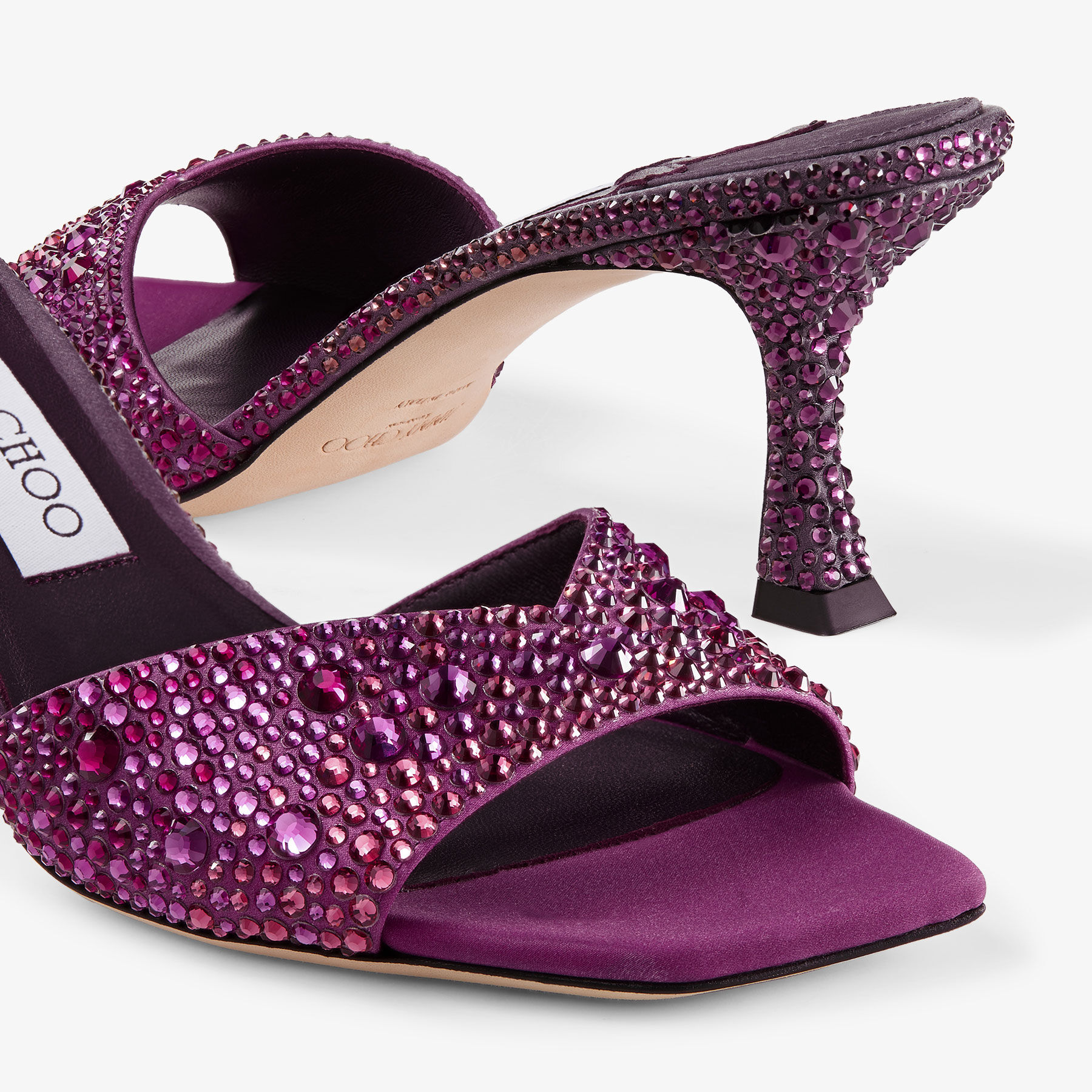 Skye 70 | Winter Bloom and Violet Orchid Satin Mules with Degrade