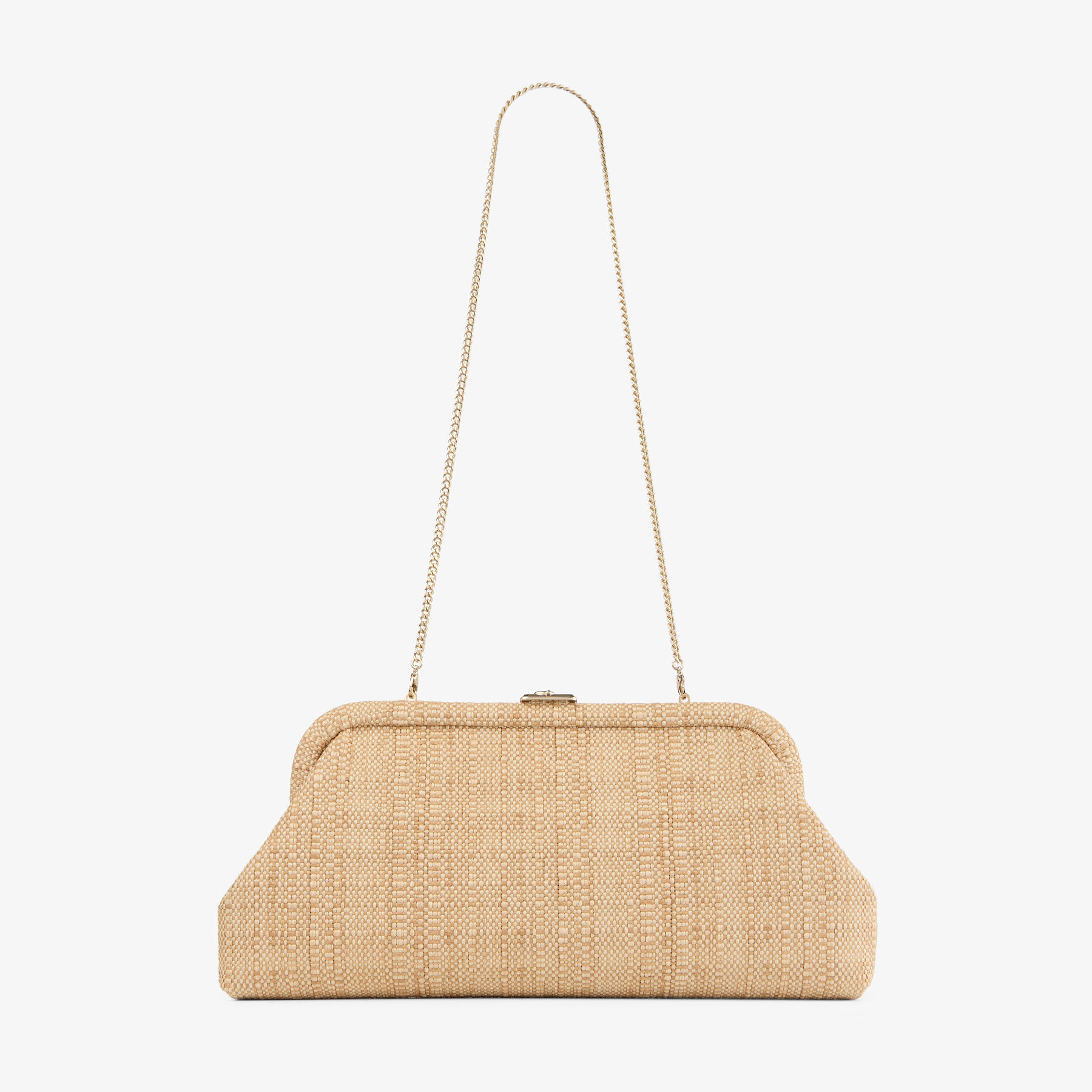 Skylar | Natural Fine Raffia Clutch Bag with Square JC Clasp