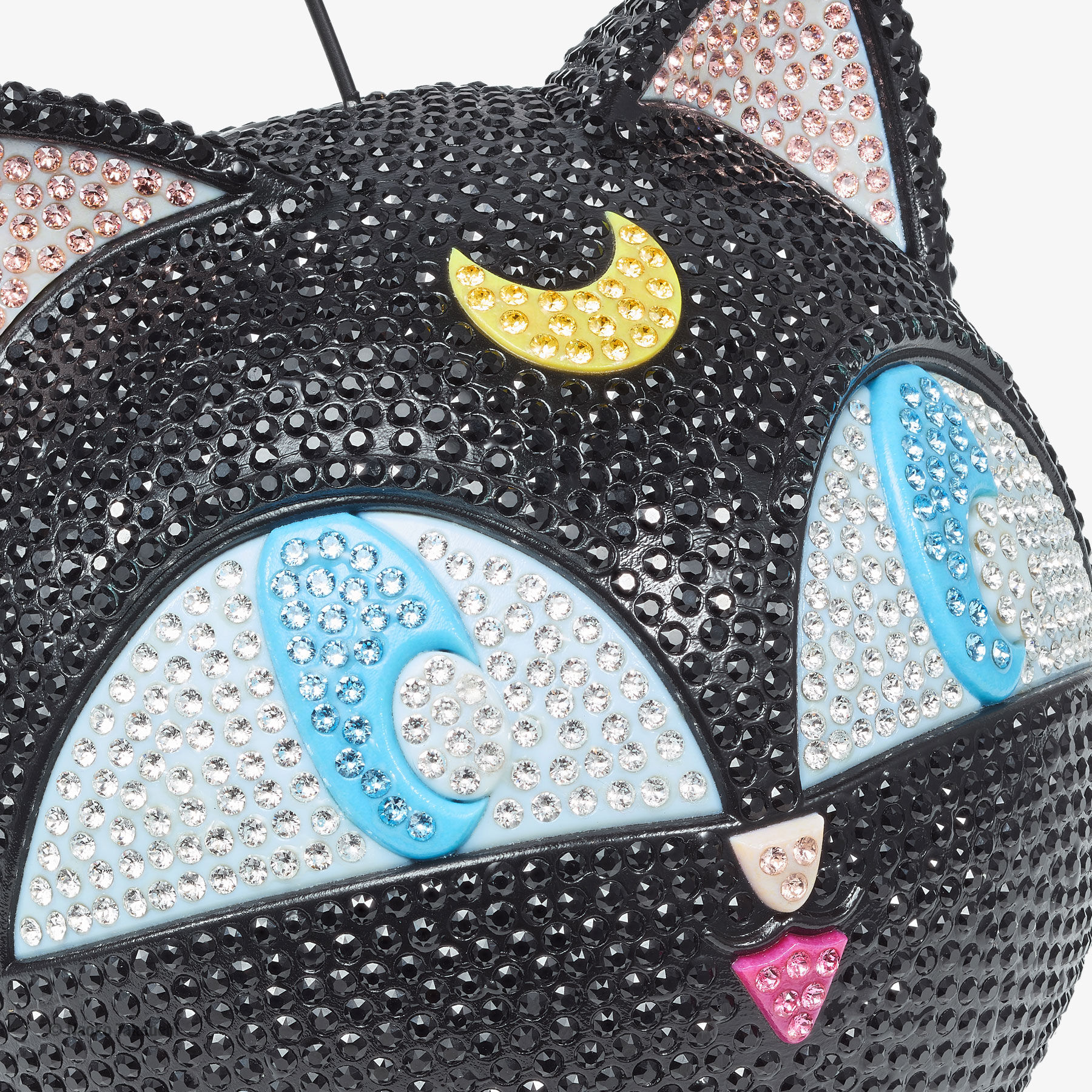 Luna-P Ball Minaudiere | Black Crystal Plexi Clutch Bag | JIMMY CHOO