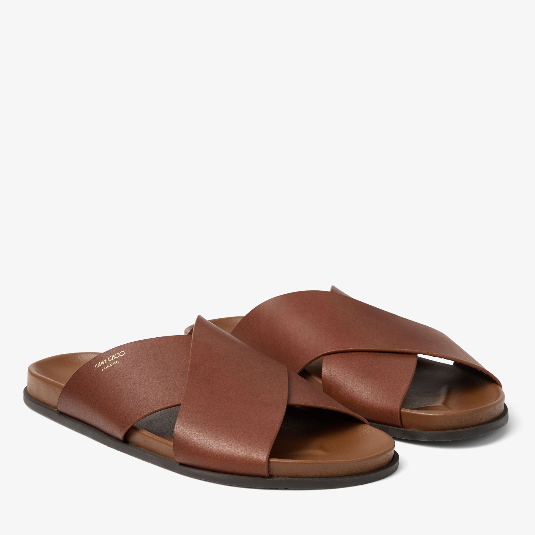 Sol Slide | Cigar Vachetta Leather Slides | JIMMY CHOO