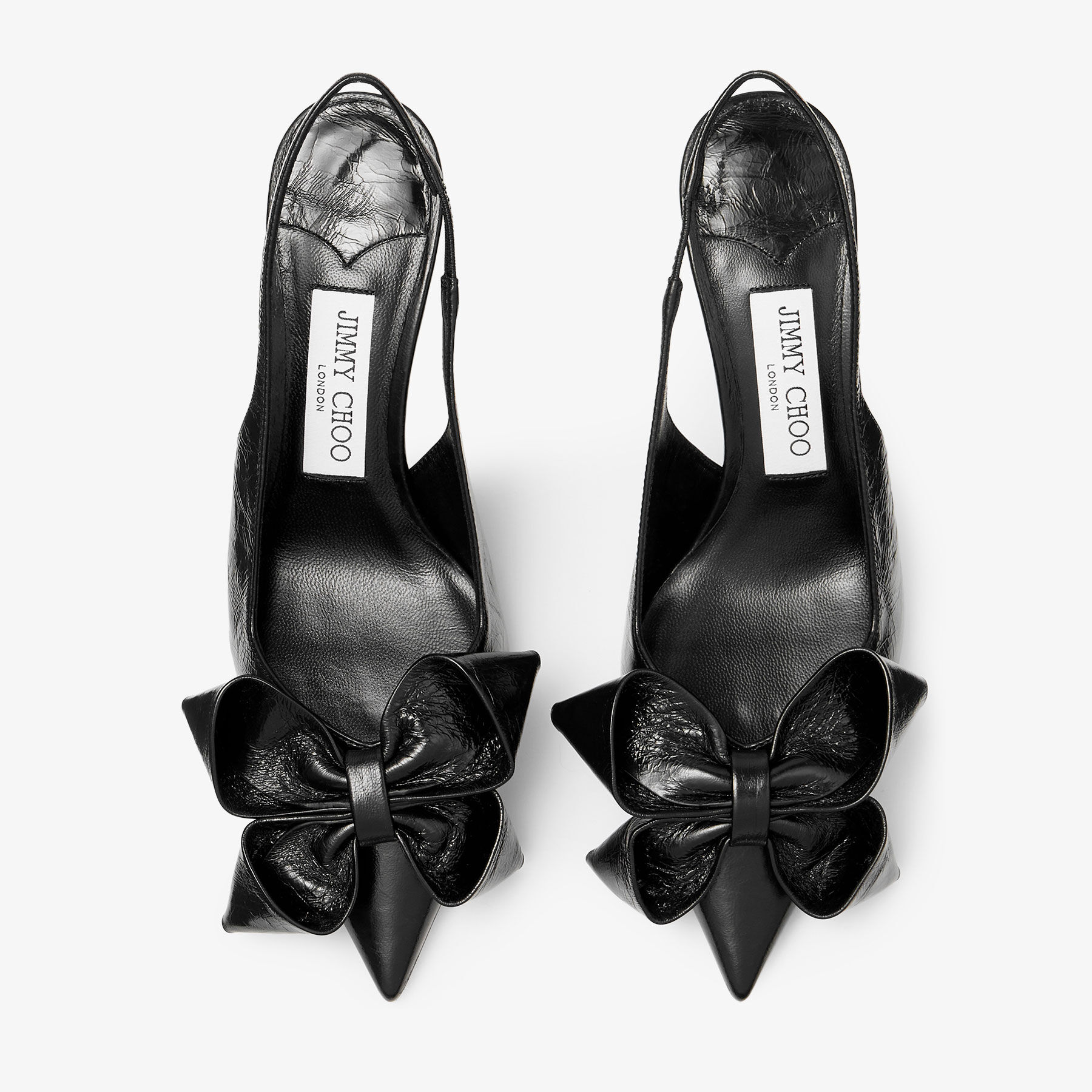 Staz Sling Back 70 | Black Vintage Metallic Leather Pumps