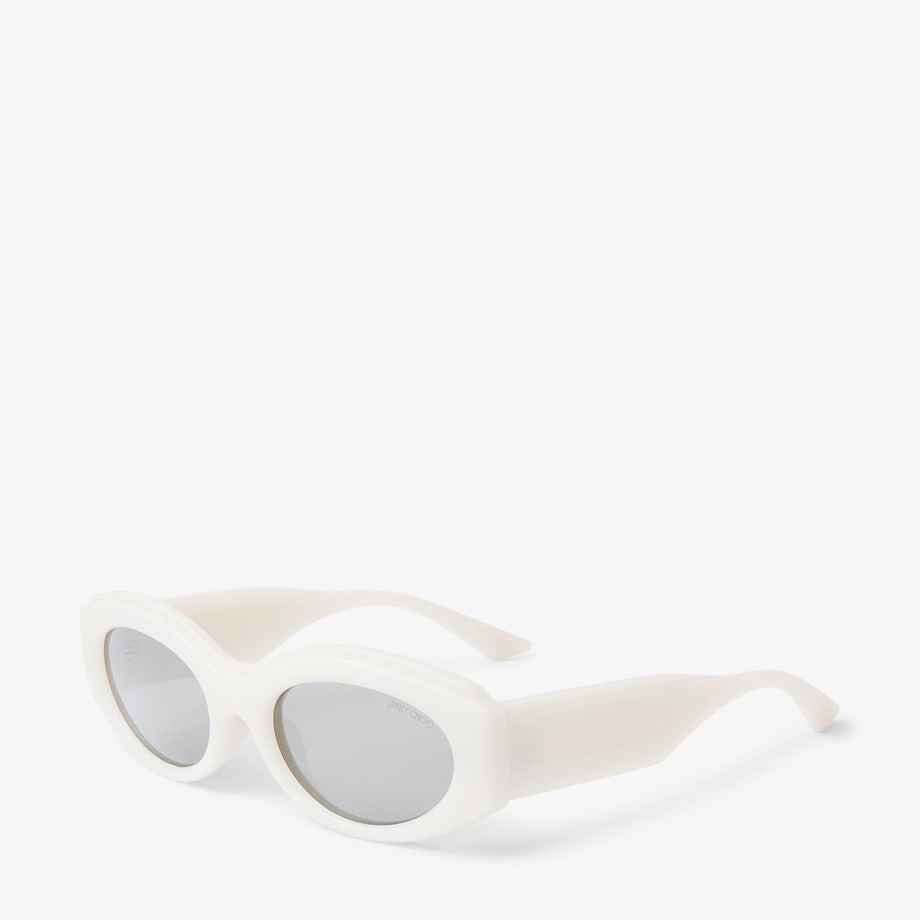 ちくわグレージュS Sue | Matte Opaline Latte Oval Sunglasses | JIMMY CHOO