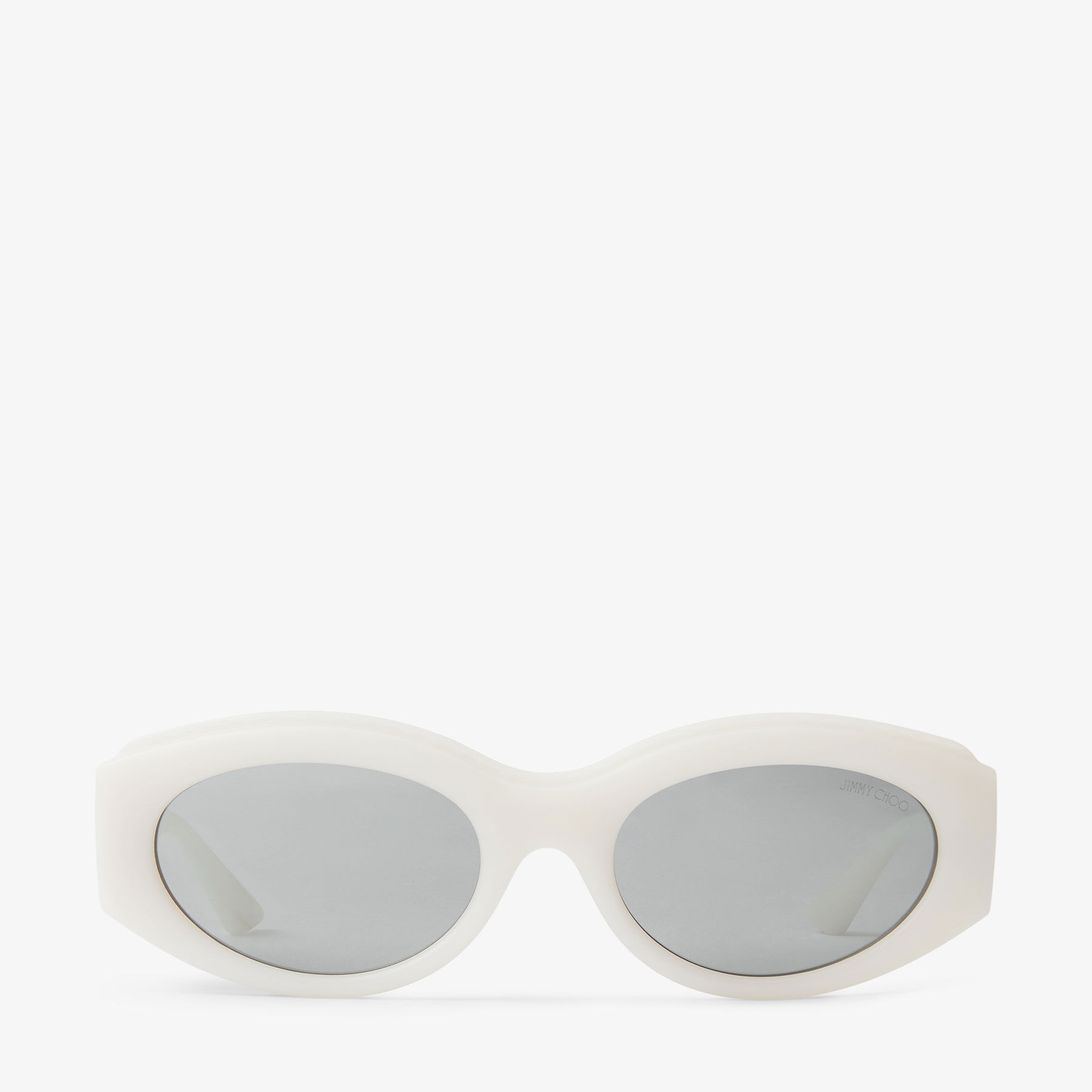 Sue | Matte Opaline Latte Oval Sunglasses | JIMMY CHOO