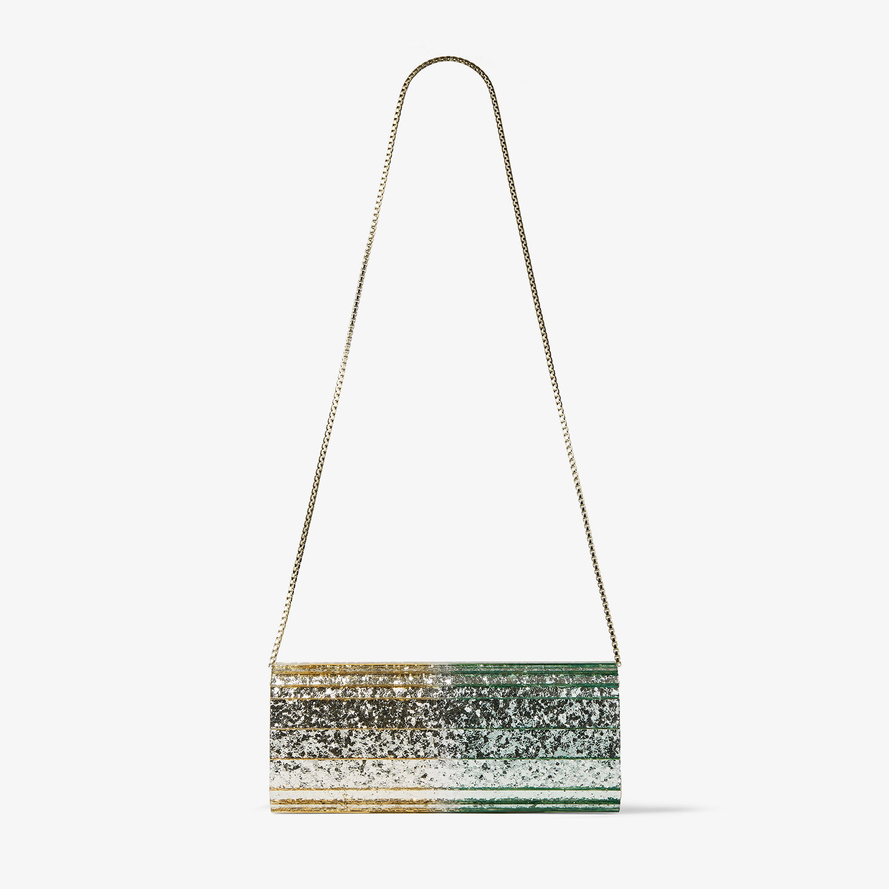 クラッチバッグ JIMMY CHOO Woman Clutch Green SWEETIEDGA LIGHT VERDE/GOLD Sweetie | Light Verde and Gold Dégradé Glitter Acrylic