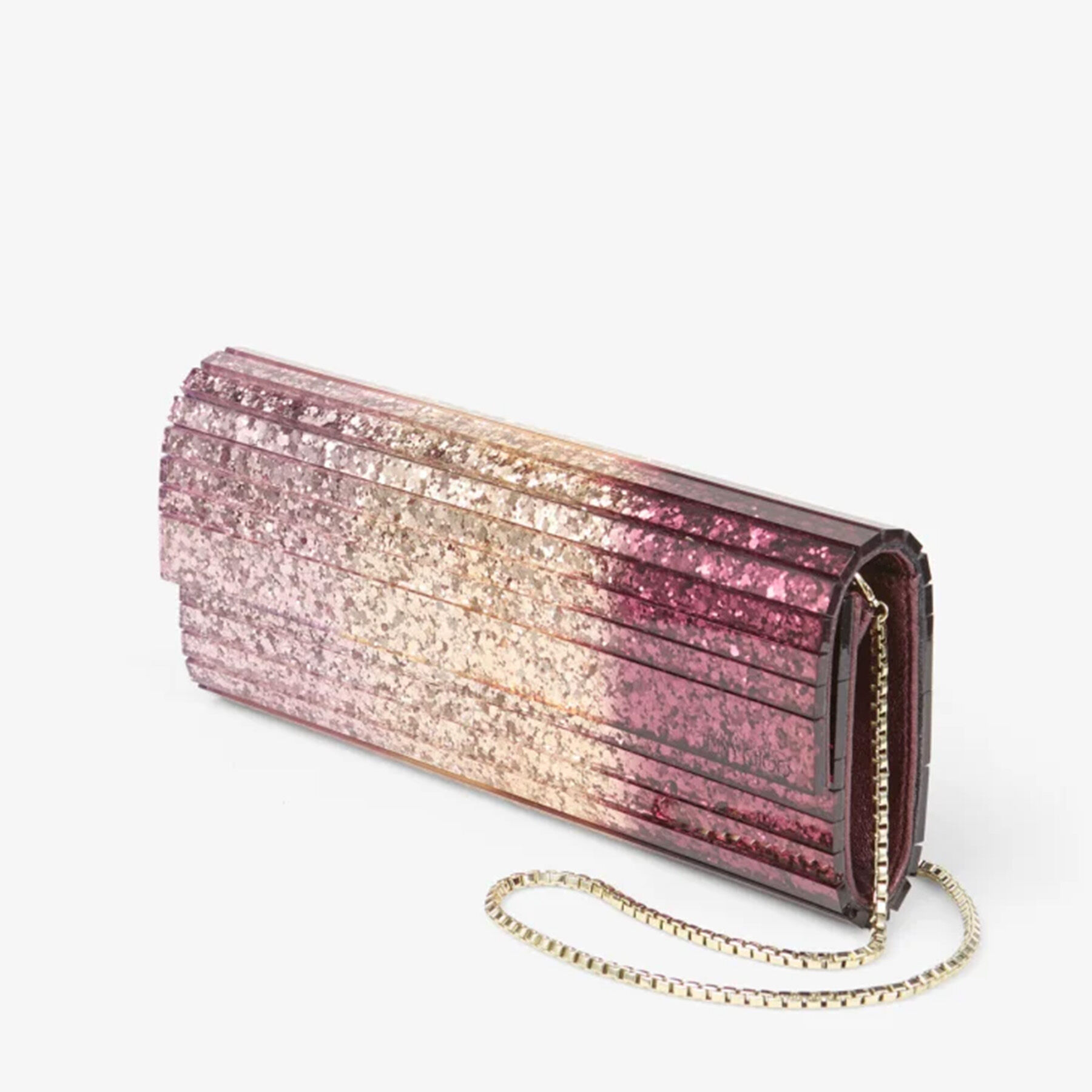 Sweetie | Silky Blush Dégradé Glitter Plexi Clutch Bag | JIMMY CHOO