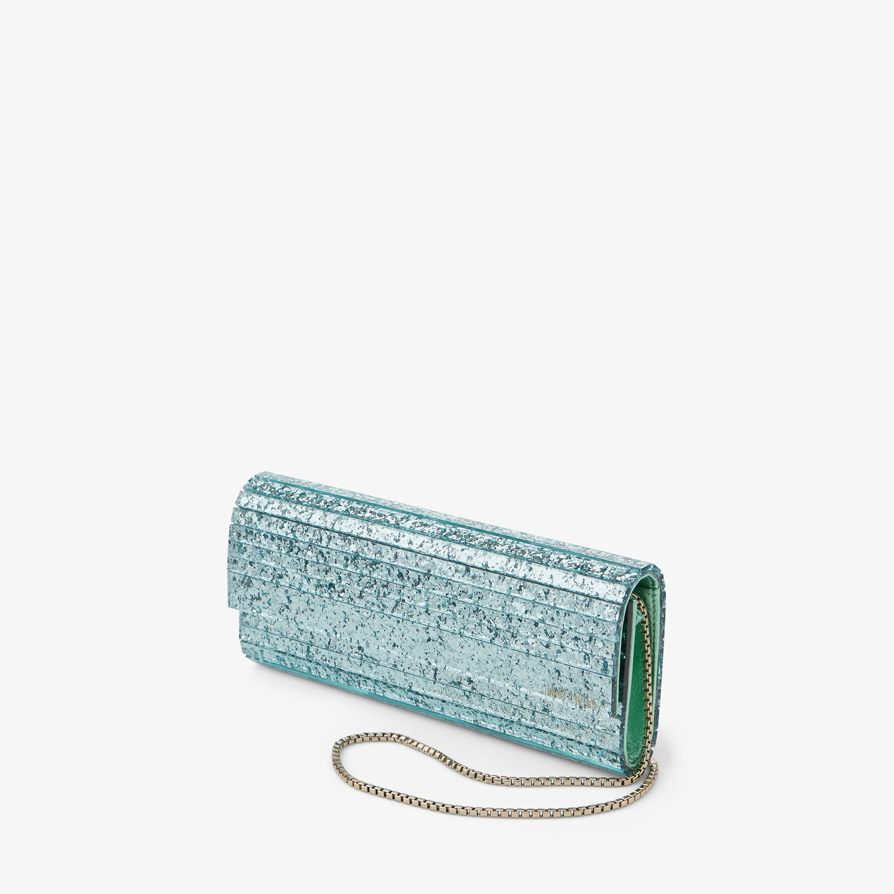 クラッチバッグ JIMMY CHOO Woman Clutch Green SWEETIEDGA LIGHT VERDE/GOLD Sweetie | Light Verde and Gold Dégradé Glitter Acrylic