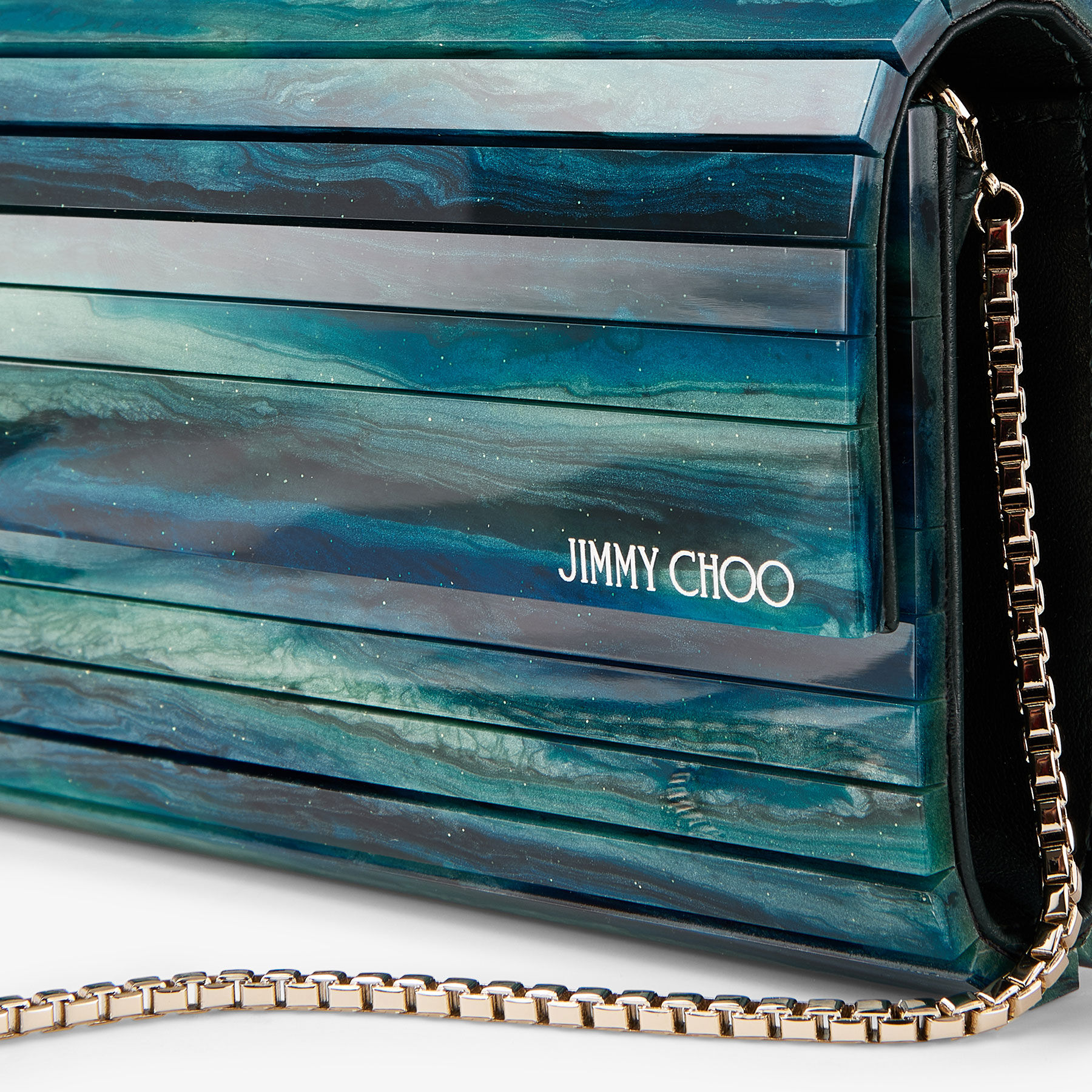Sweetie | Emerald Marble Effect Acrylic Clutch Bag | JIMMY CHOO