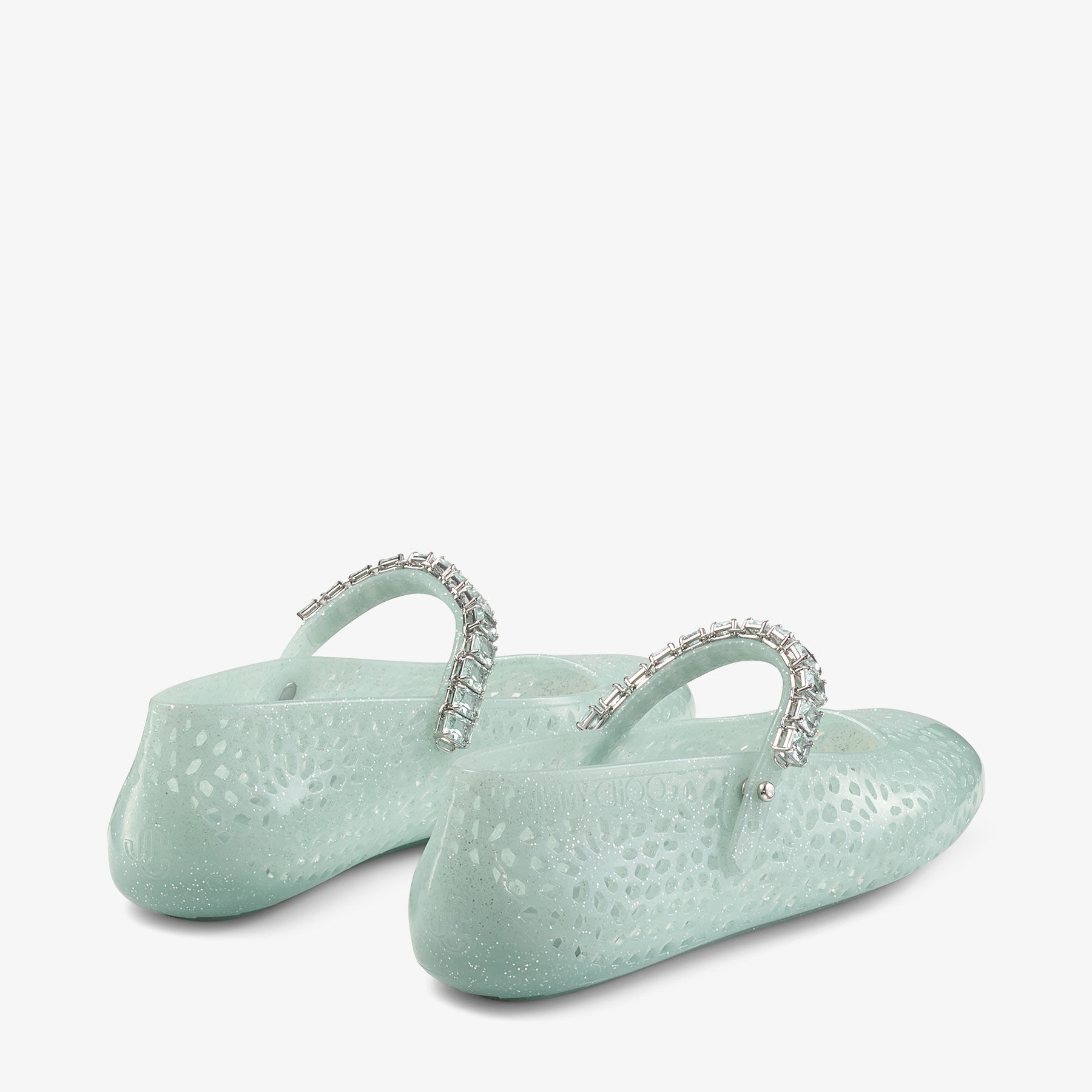 The Jelly Light Verde Jelly Ballerina Flats with Crystal