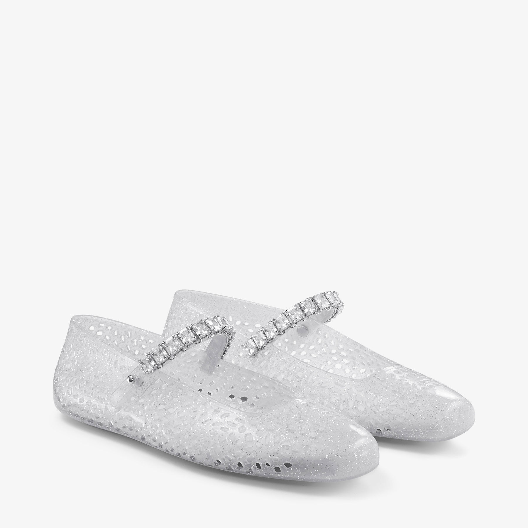 The Jelly | Clear Jelly Ballerina Flats with Crystal Embellishment