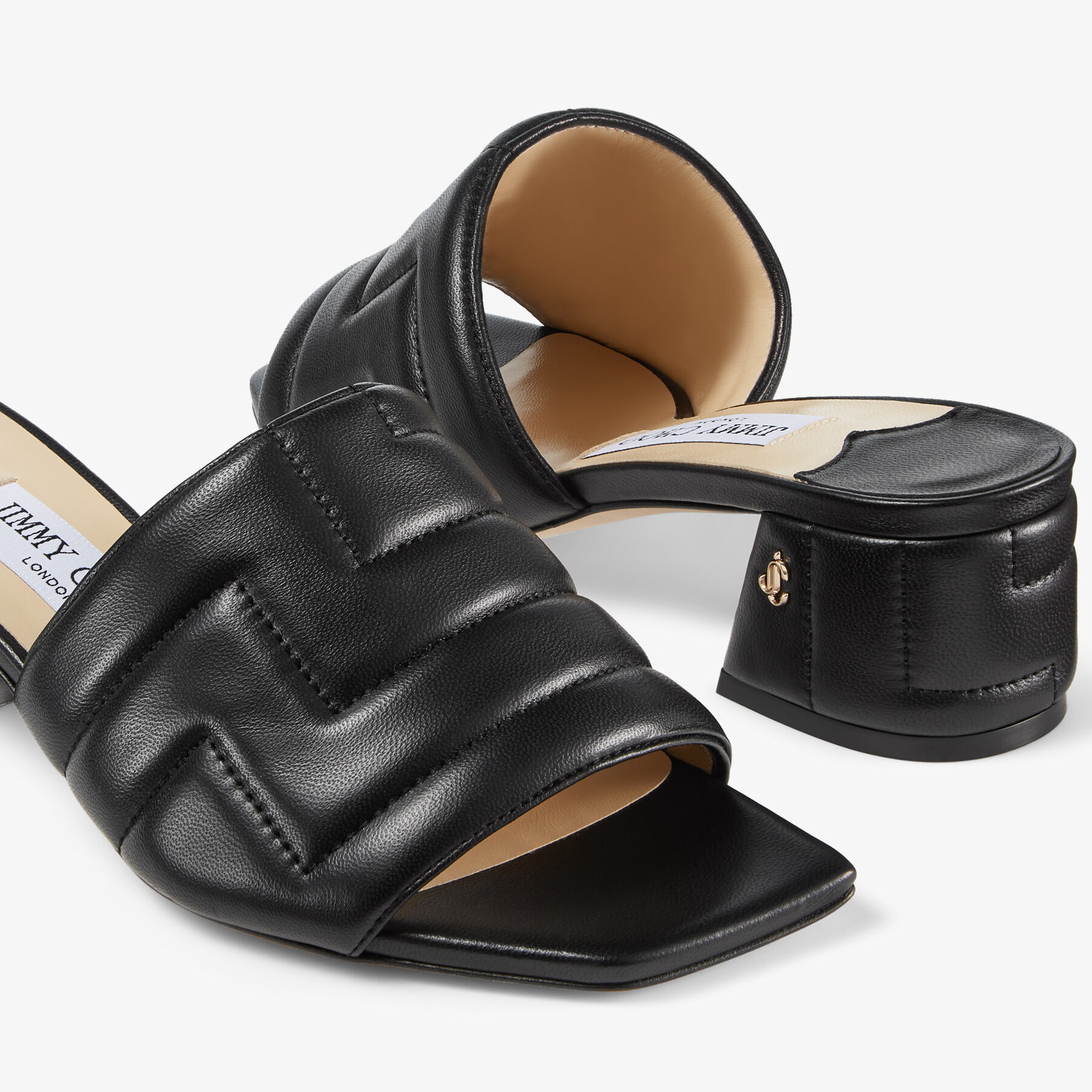 JIMMY CHOO 関税込み Themis leather slides THEMIS 45 | Black Avenue Nappa Leather Mules | Spring 2023