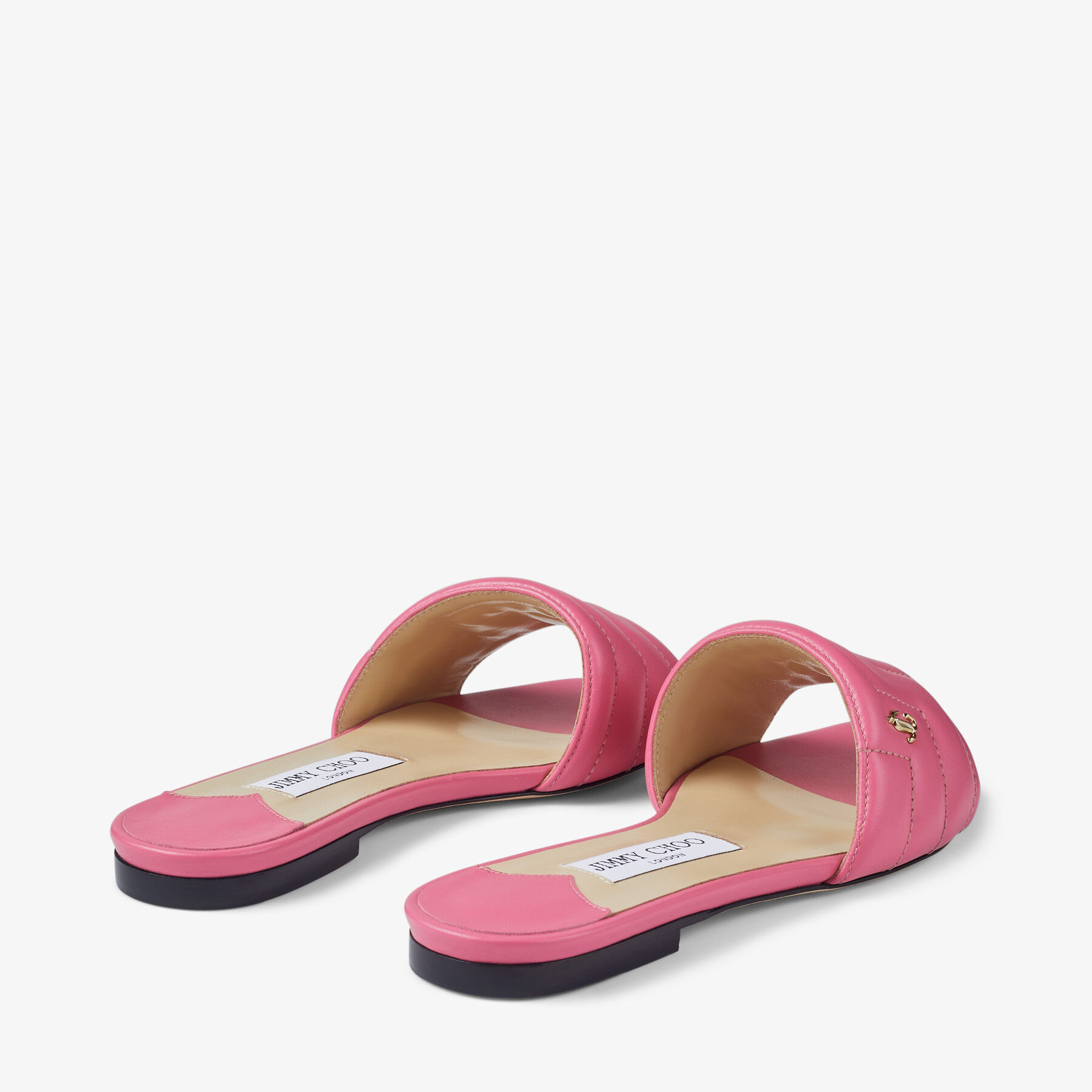 目立つピンク★Jimmy Choo THEMIS100 キルト ミュール CandyPink THEMIS FLAT | Candy Pink Avenue Nappa Leather Flat Sandals