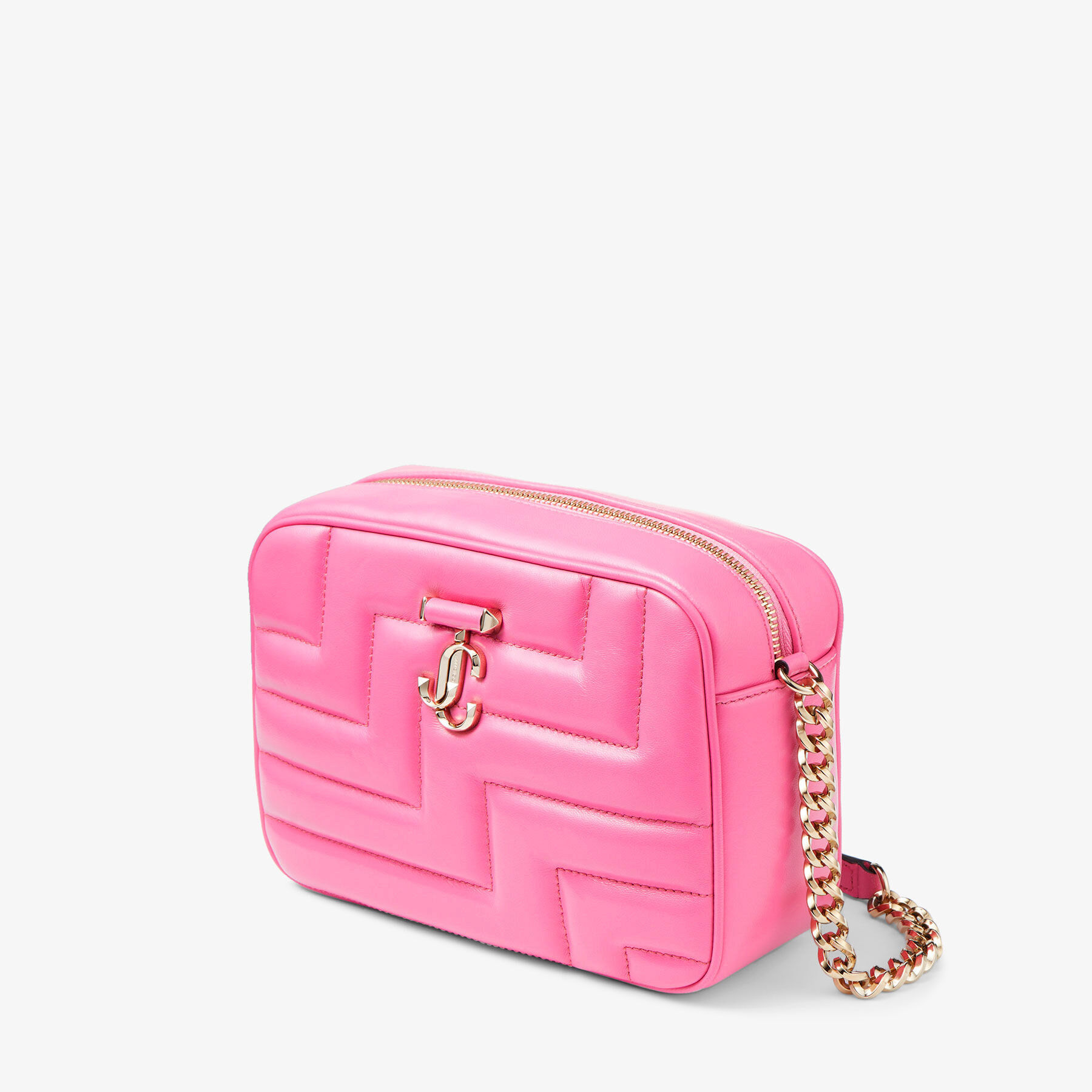 VARENNE CAMERA/M | Candy Pink Quilted Nappa Leather Camera Bag 