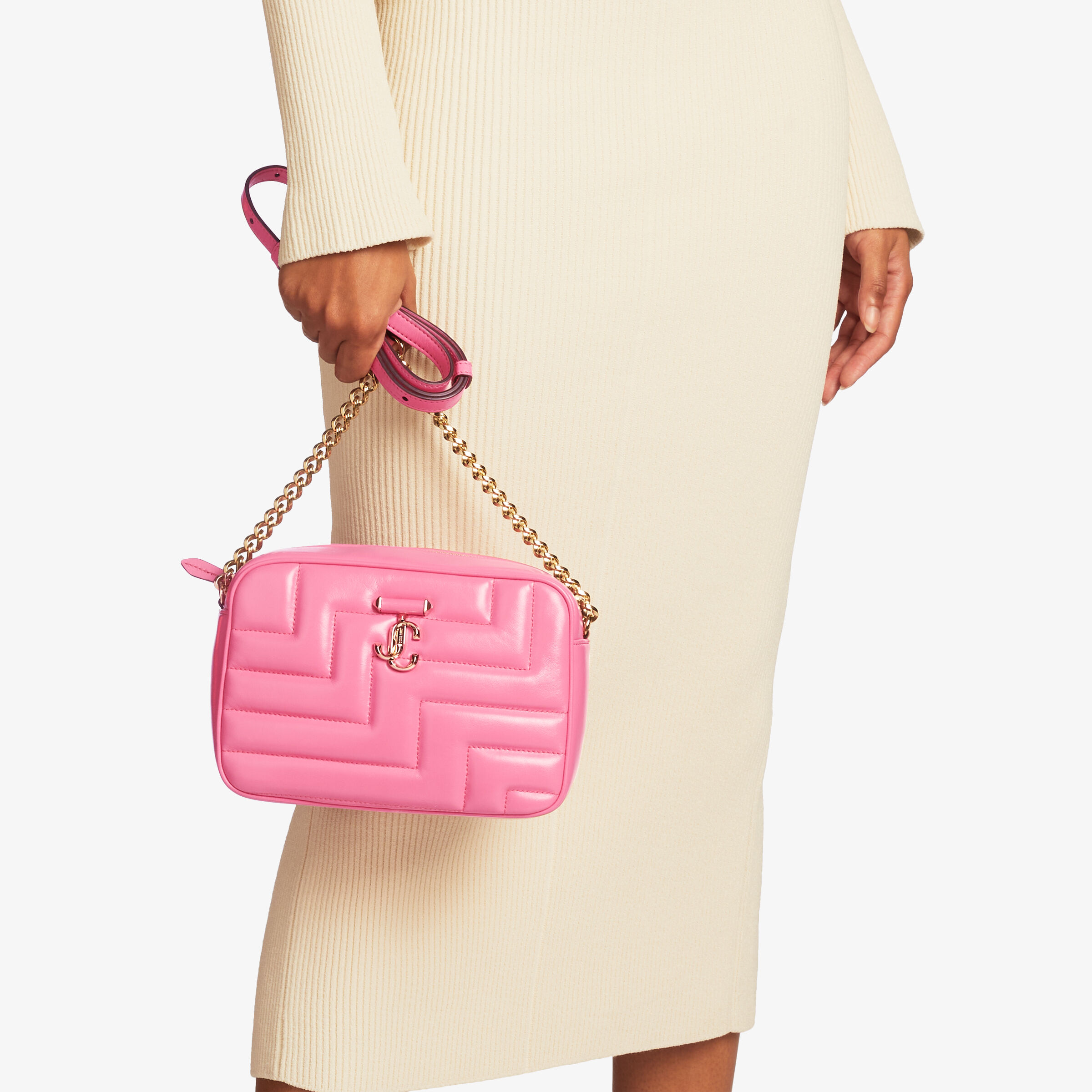 VARENNE CAMERA/M | Candy Pink Quilted Nappa Leather Camera