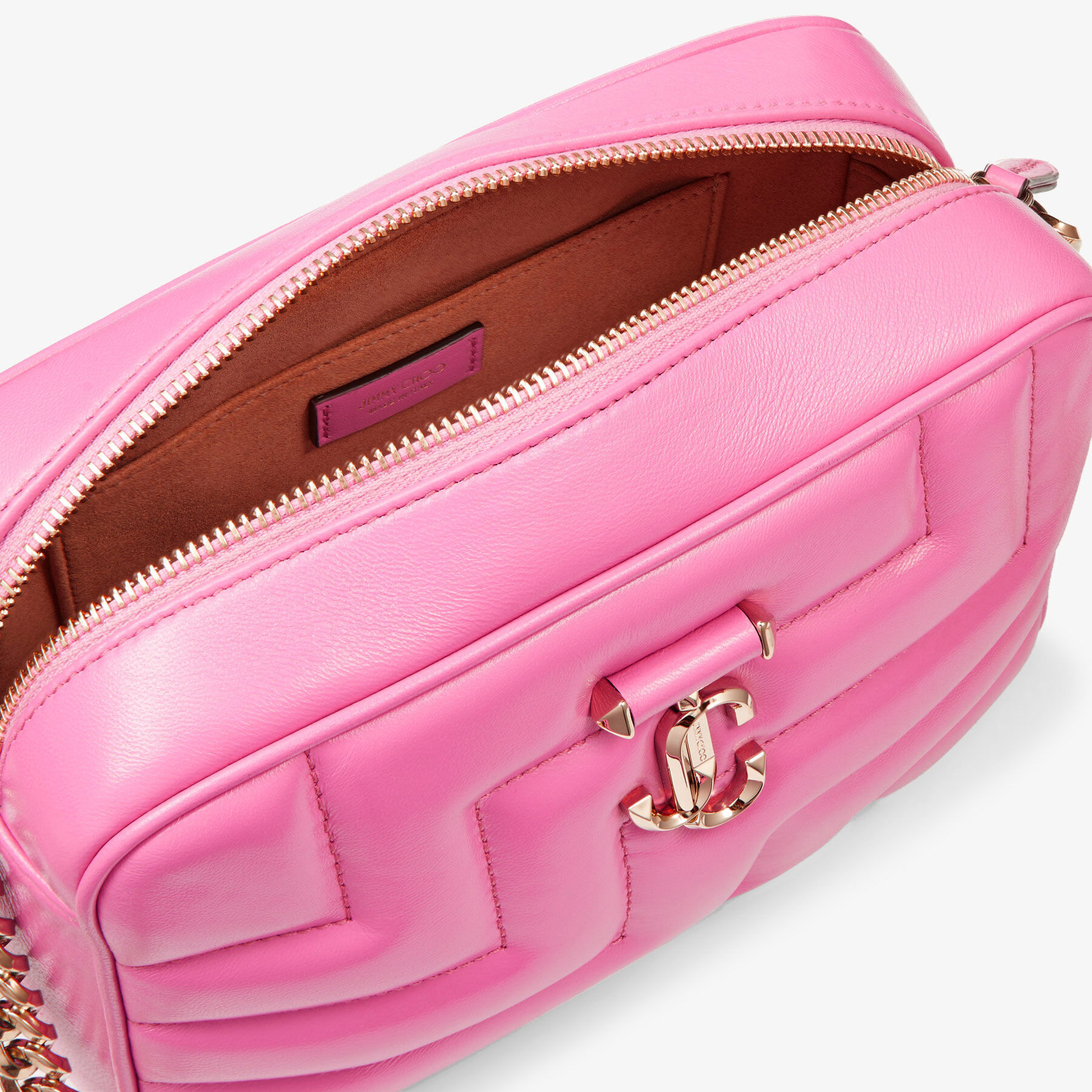 VARENNE CAMERA/M | Candy Pink Quilted Nappa Leather Camera Bag 