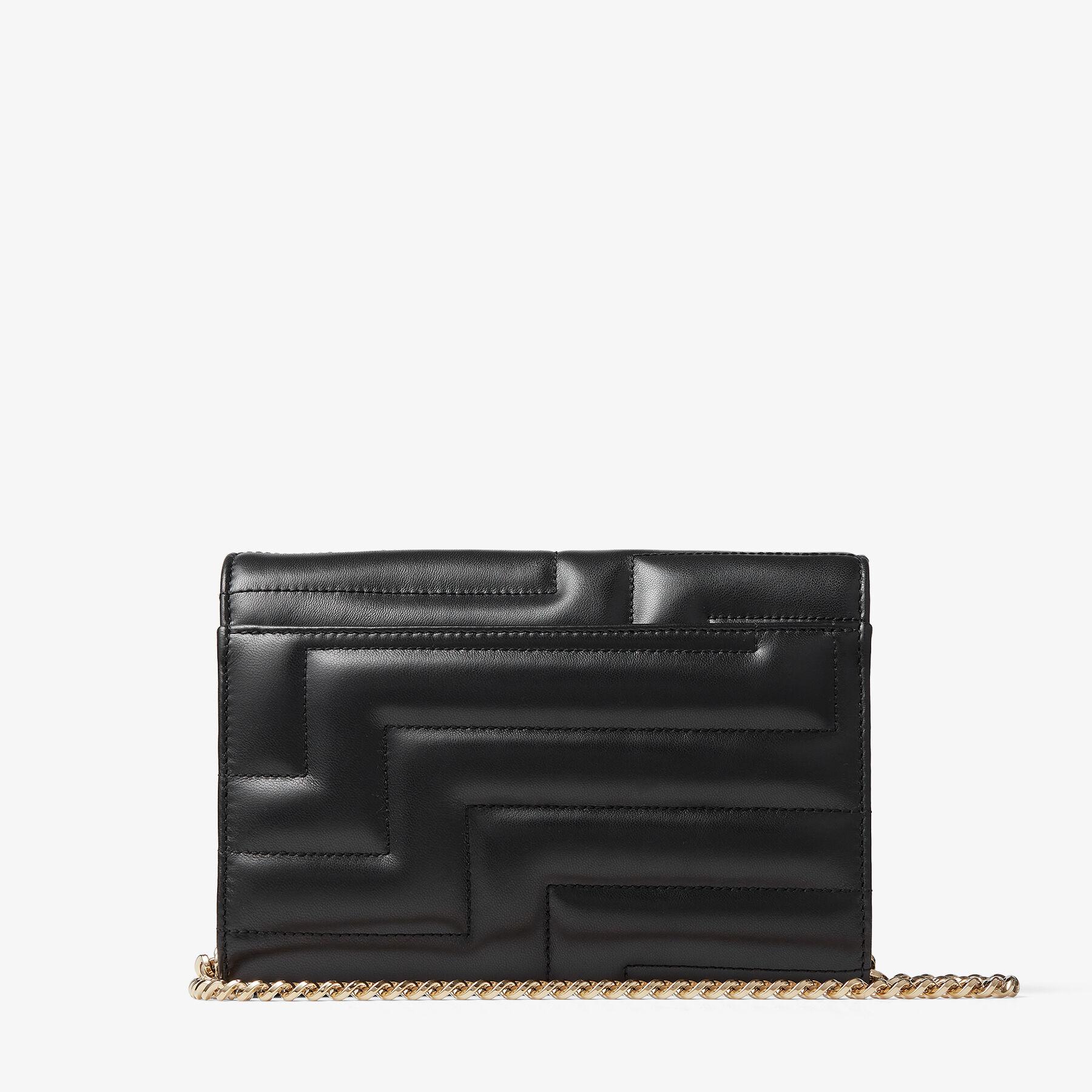 Black Quilted Nappa Leather Clutch Bag with Light Gold JC