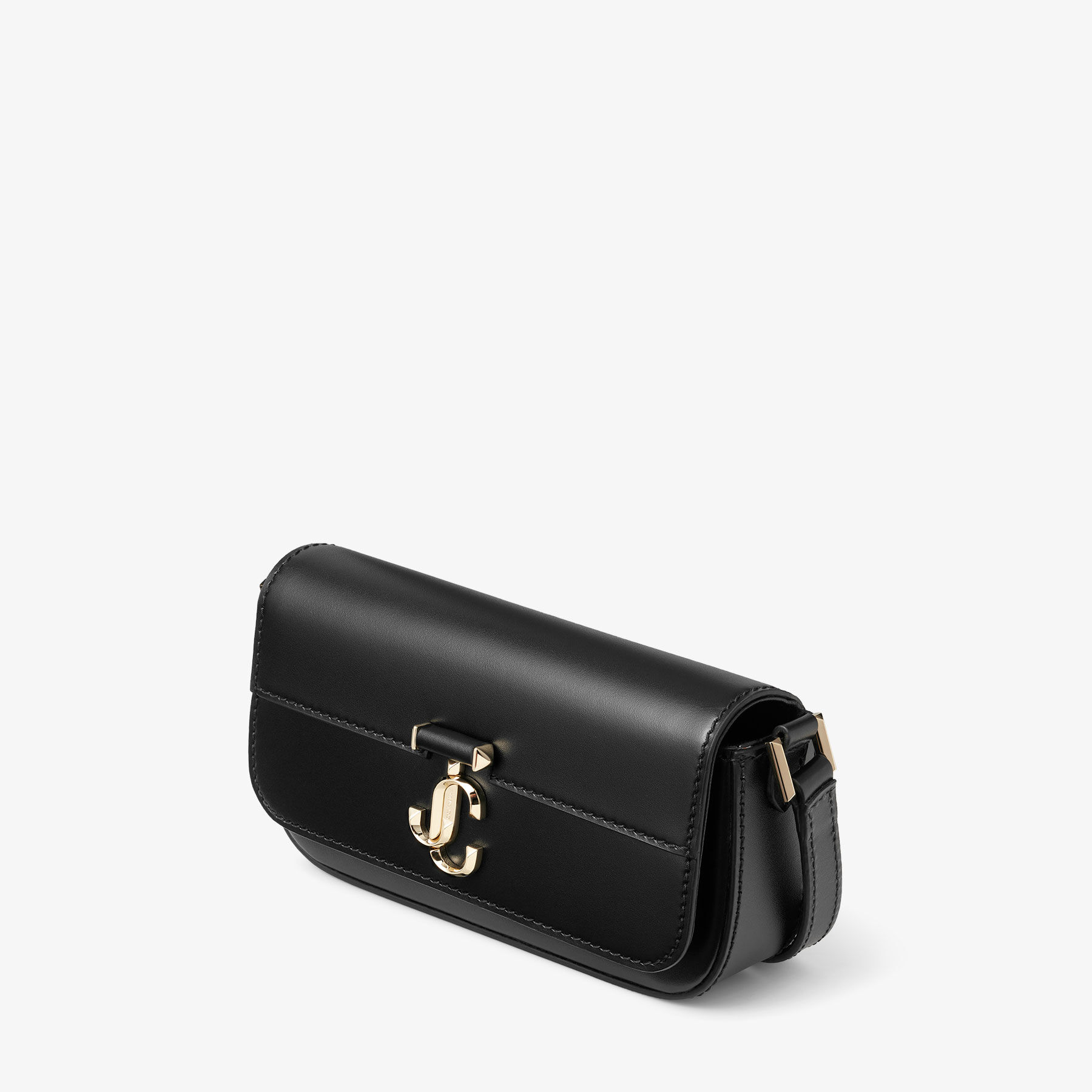 AVENUE MINI SHLDR | Black Leather Mini Shoulder Bag with JC