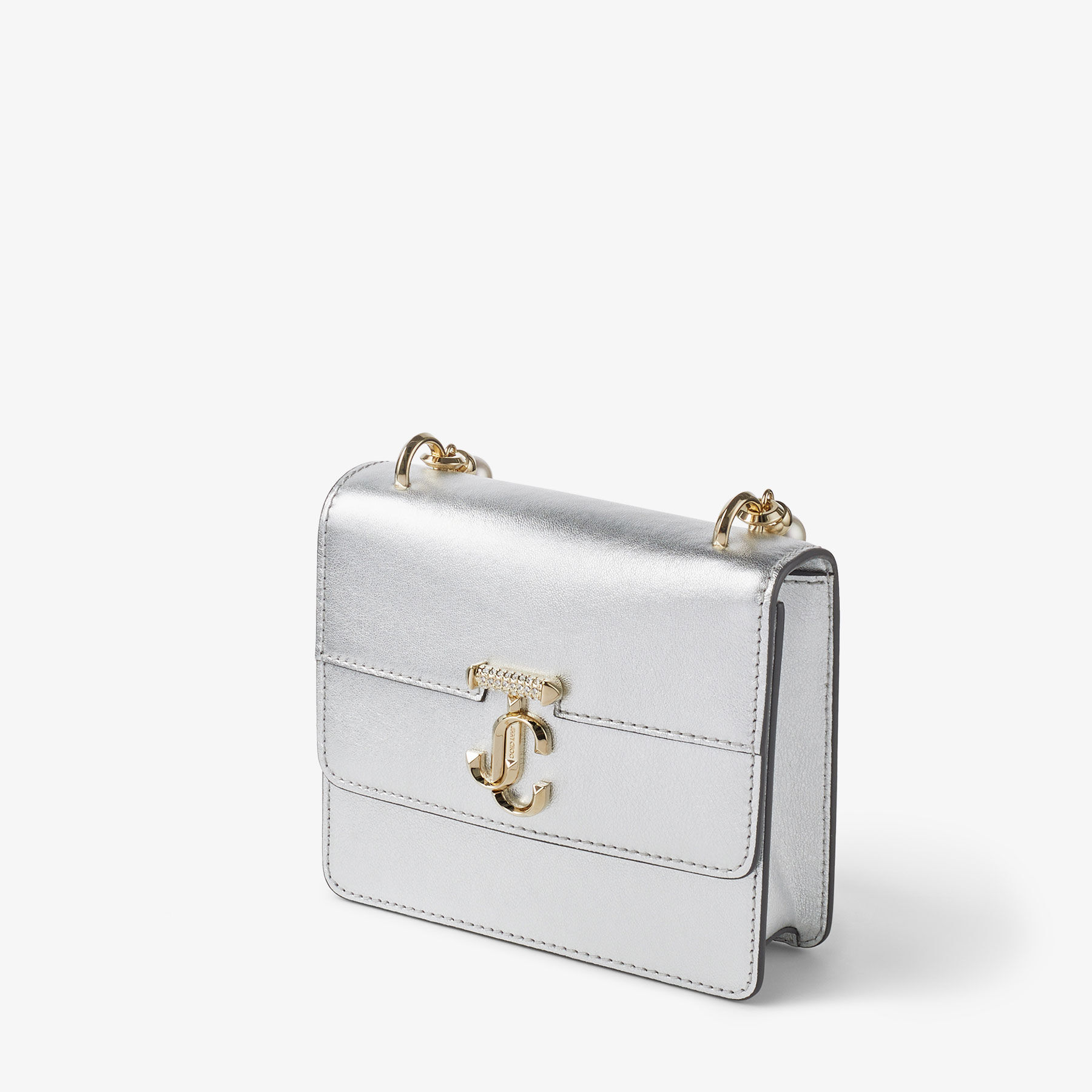 BON BON | Silver Mirror Fabric Mini Bag with Metal Handle