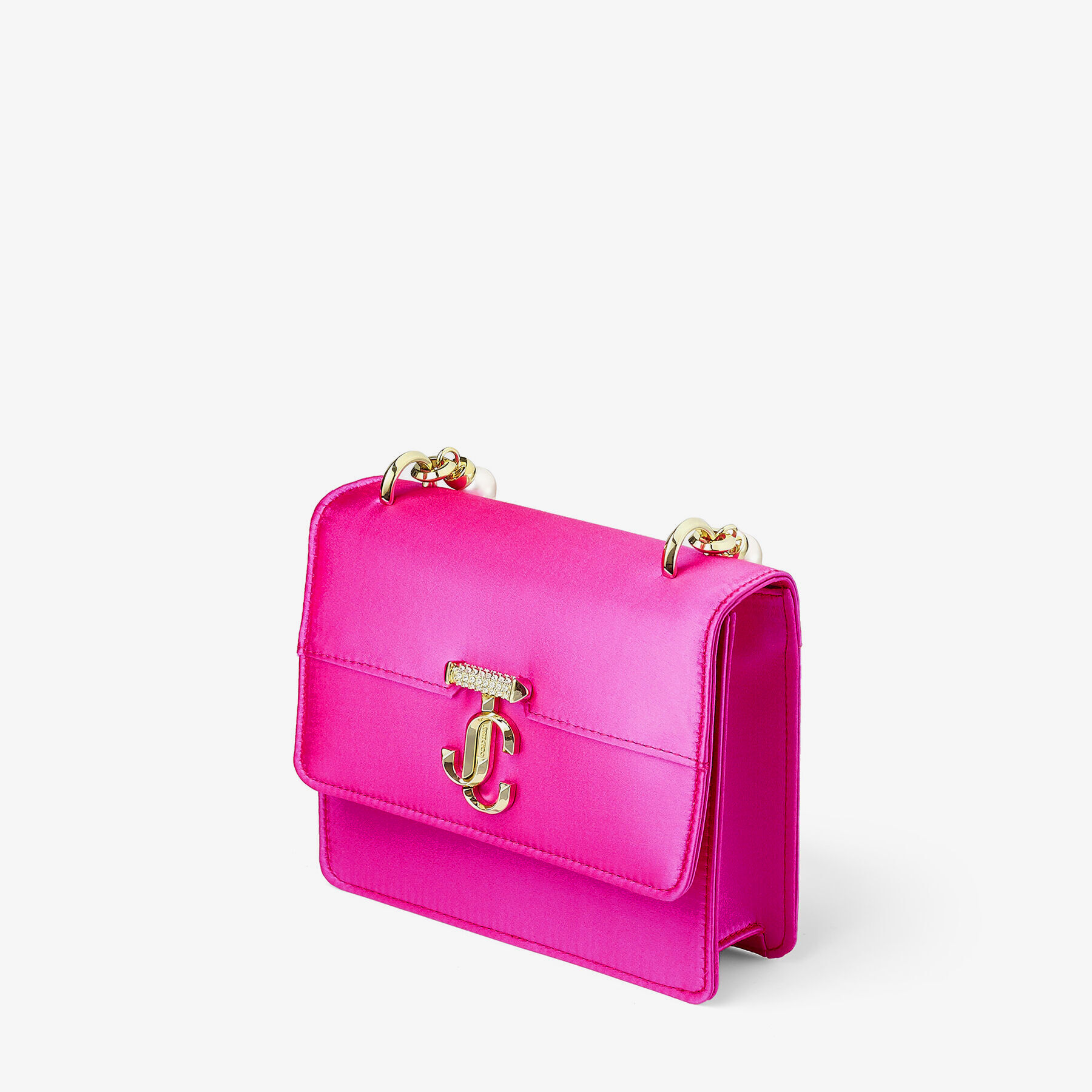 Ballet Pink Box Leather Shoulder Bag with Pearl Strap