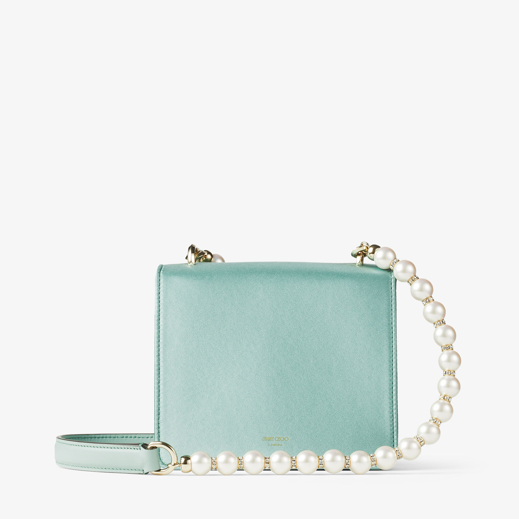 Black Box Leather Shoulder Bag with Pearl Strap | AVENUE