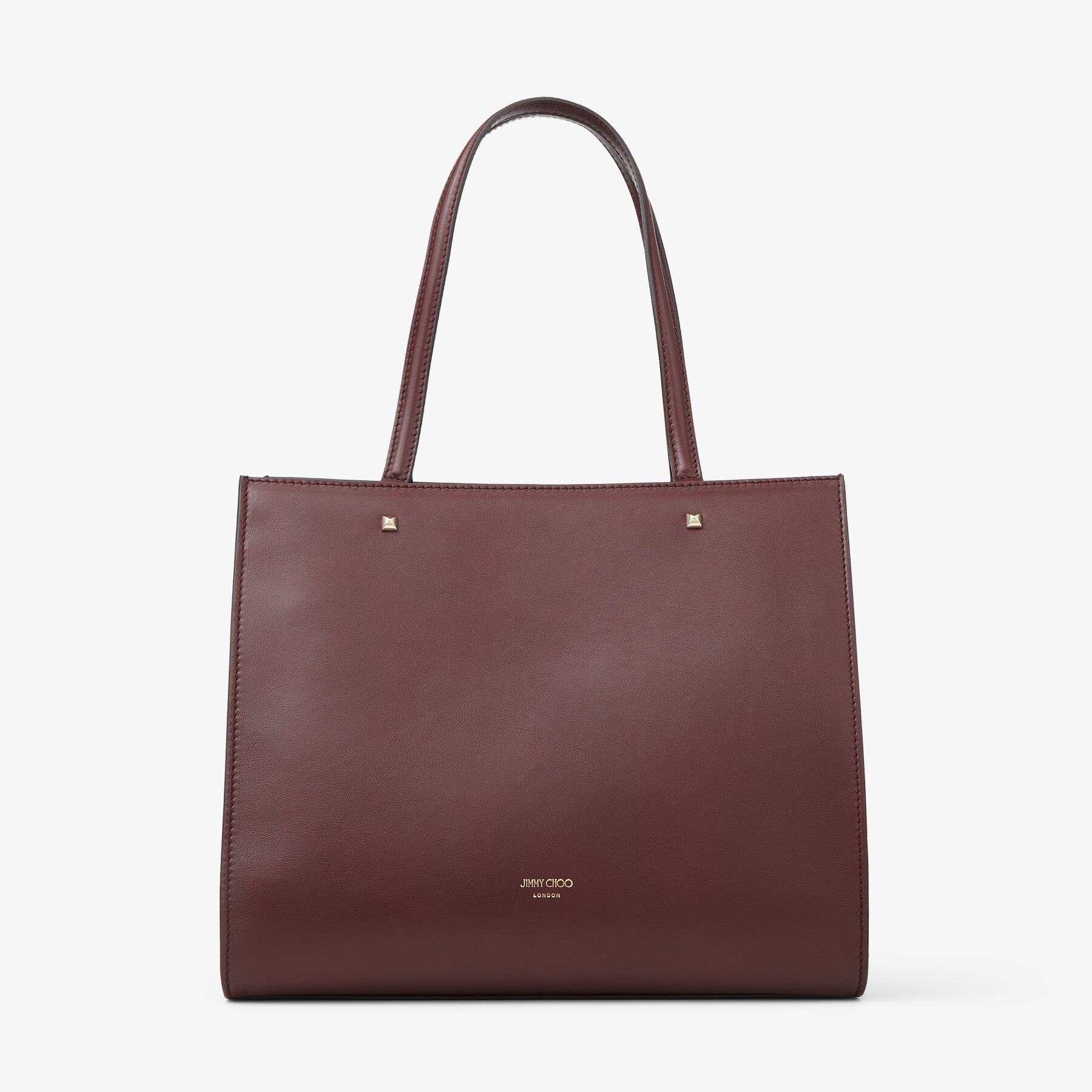 【国内即発】JIMMY CHOO ヴァレンヌ トートバッグ BURGUNDY Burgundy Fine Shiny Calf Leather Logo Tote Bag with Light