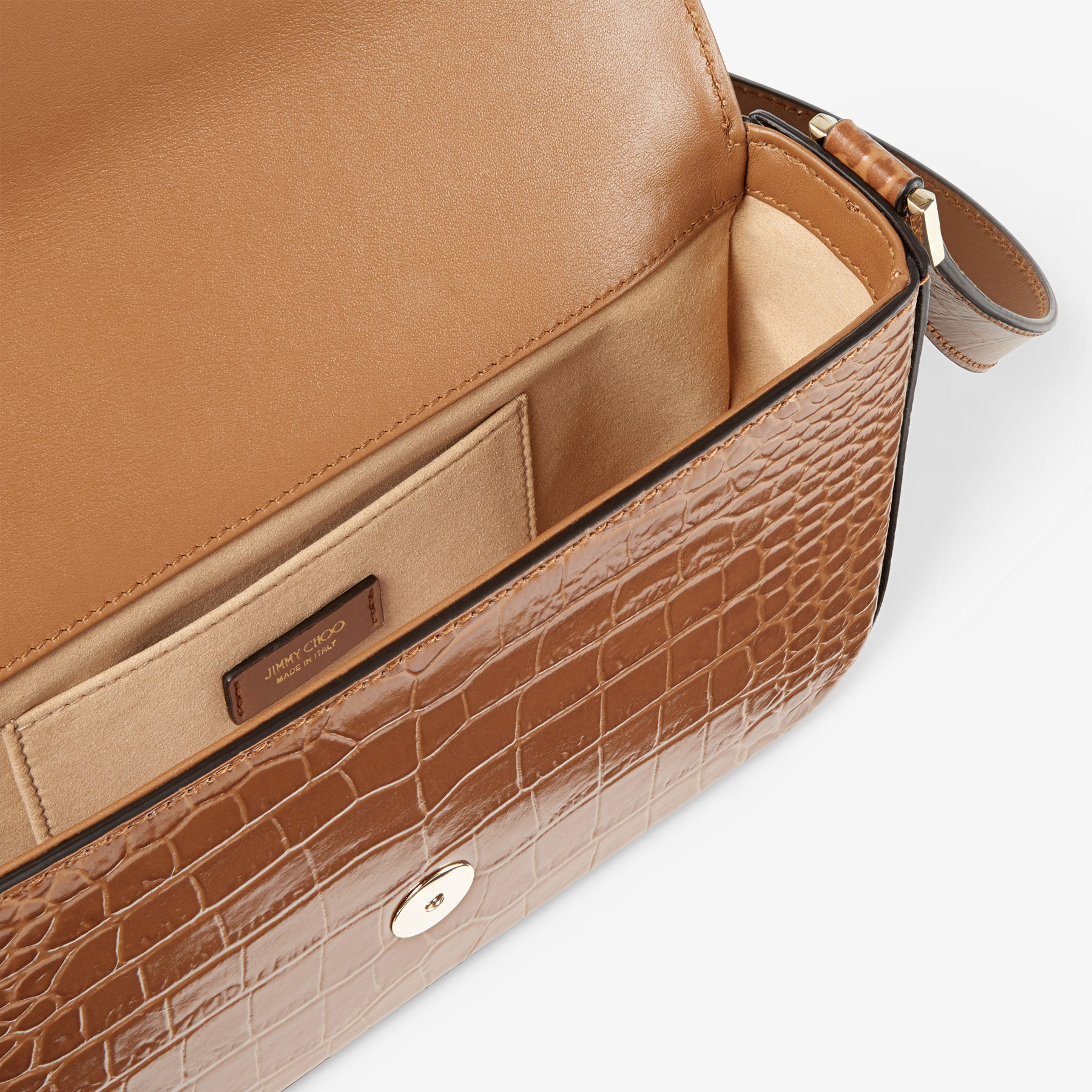 Latte Box Leather Shoulder Bag with Pearl Strap | AVENUE