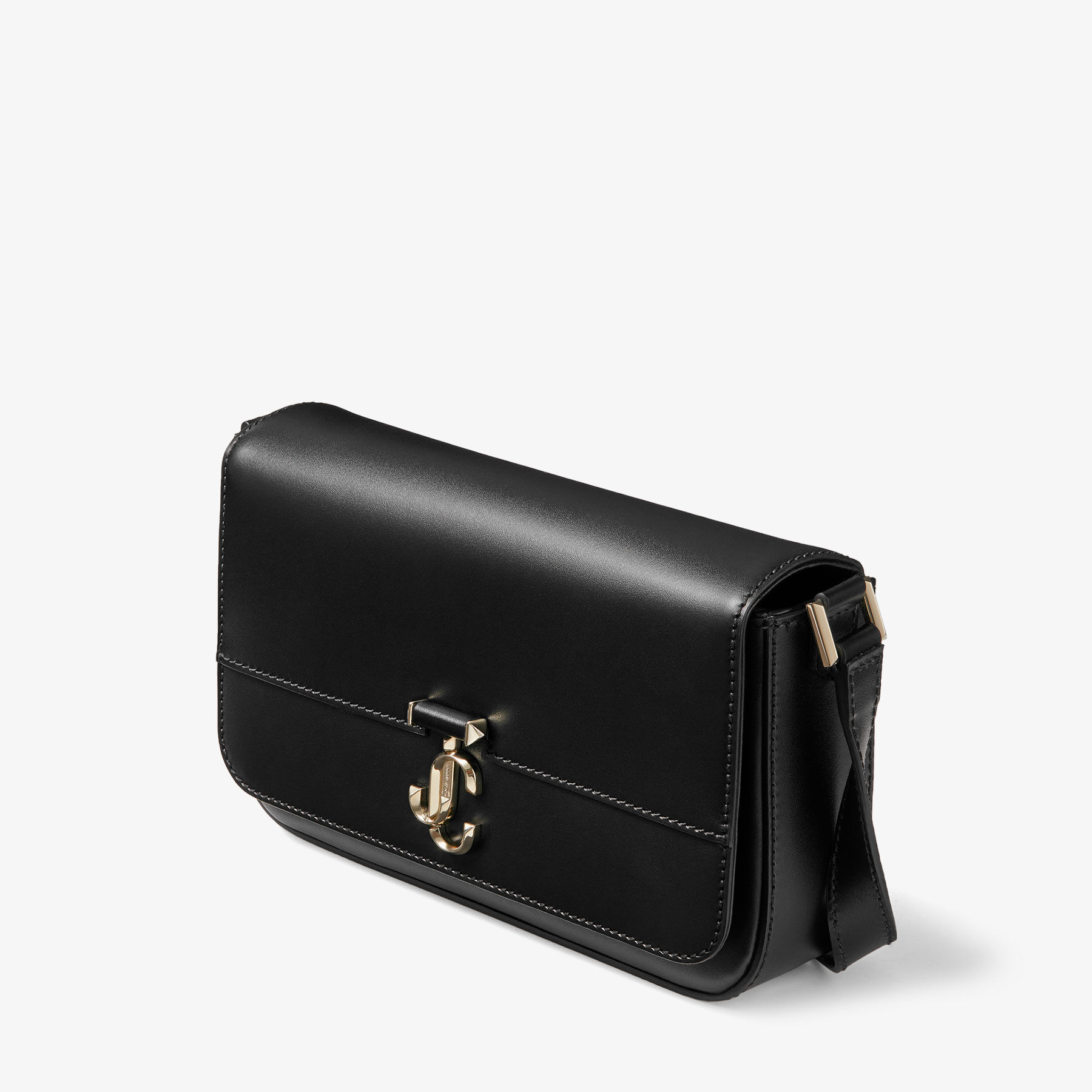 AVENUE XBODY E/W | Black Leather Cross Body Bag with JC