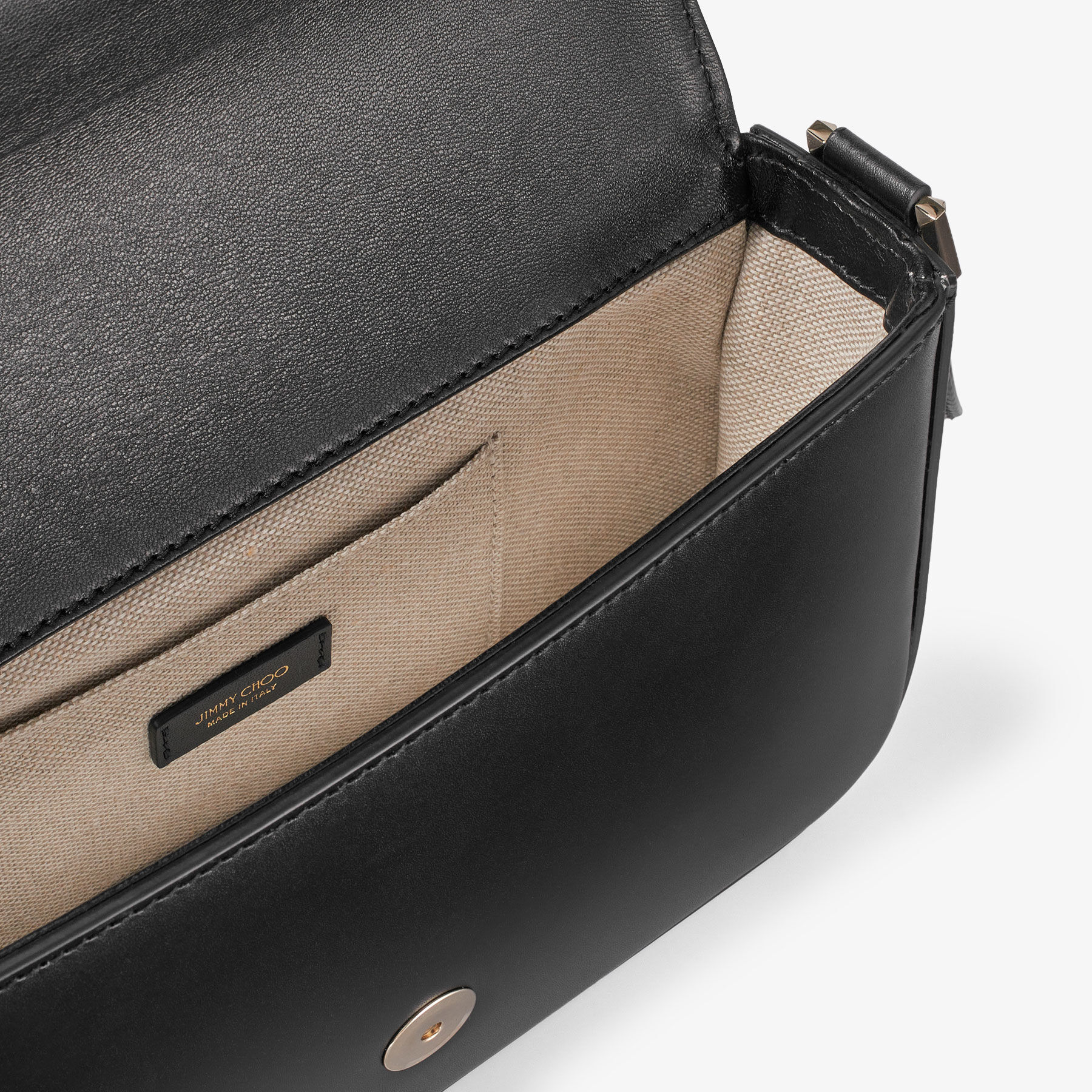 AVENUE XBODY E/W | Black Leather Cross Body Bag with JC