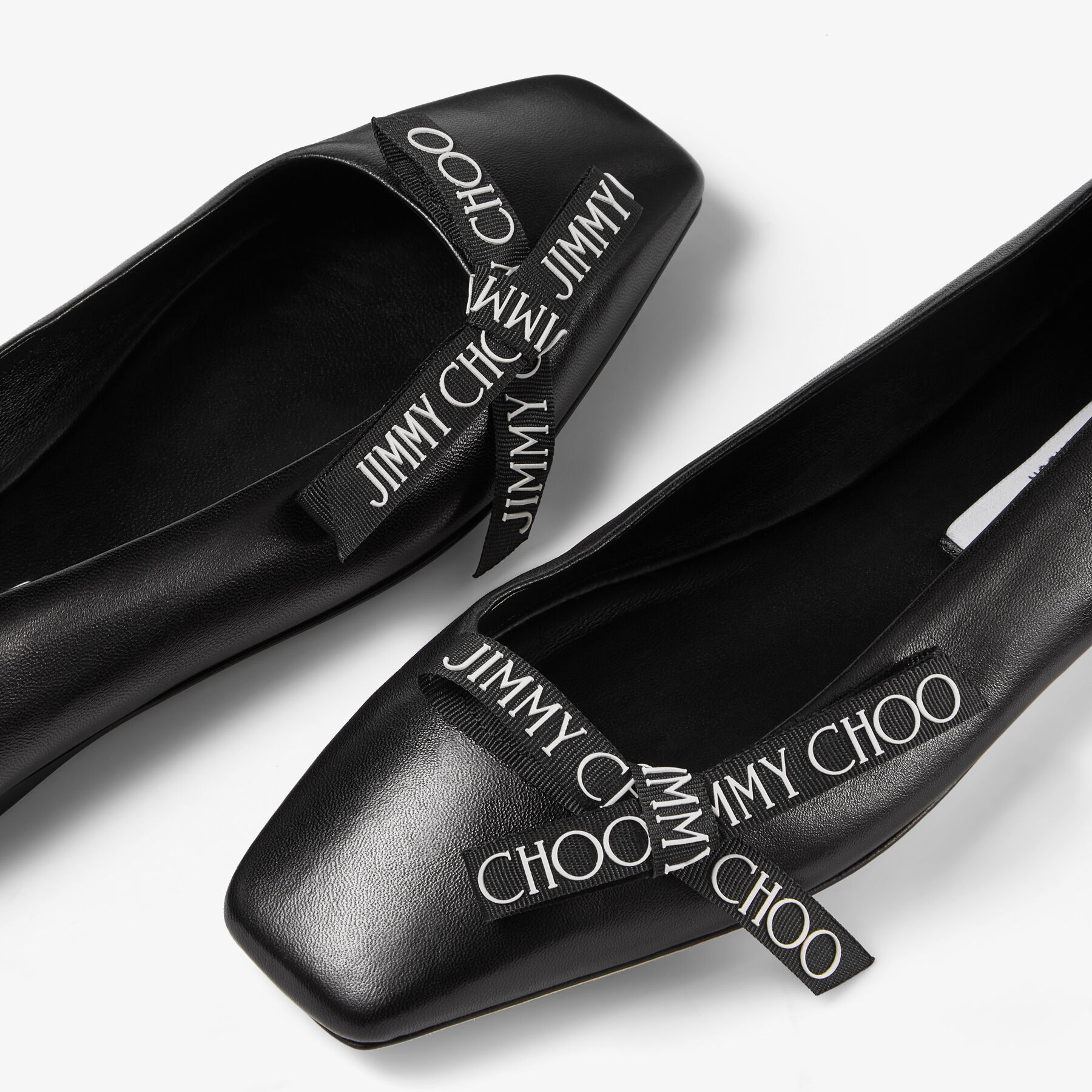 VEDA BALLERINA | Black Nappa Leather Flat Ballerina Pumps