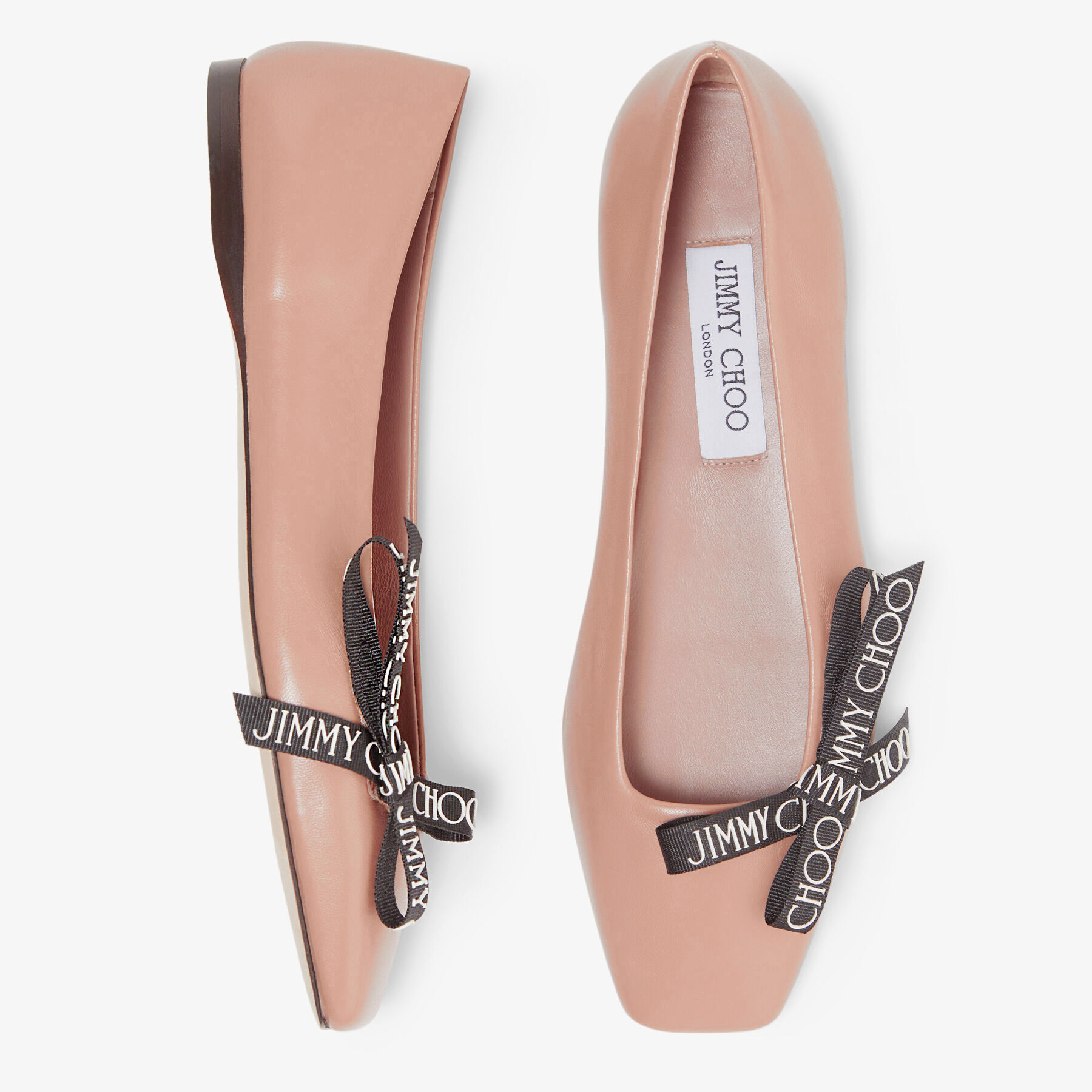 【関税&送料込】Jimmy Choo Skin Pink Nappa Leather Ballerina Ballet Pink Nappa Leather Flat Ballerina Pumps with Jimmy