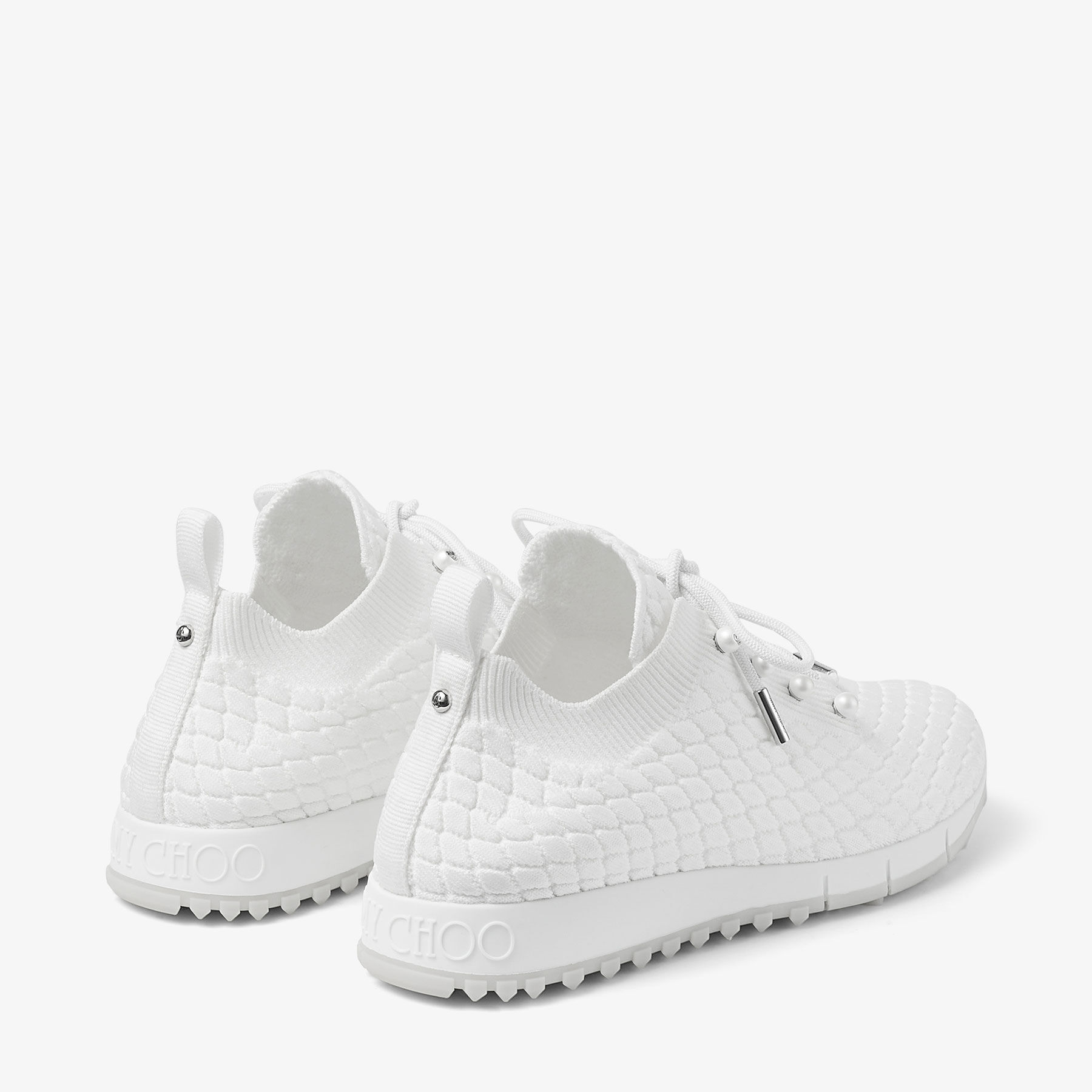 Veles |White Textured Knit Trainers | JIMMY CHOO