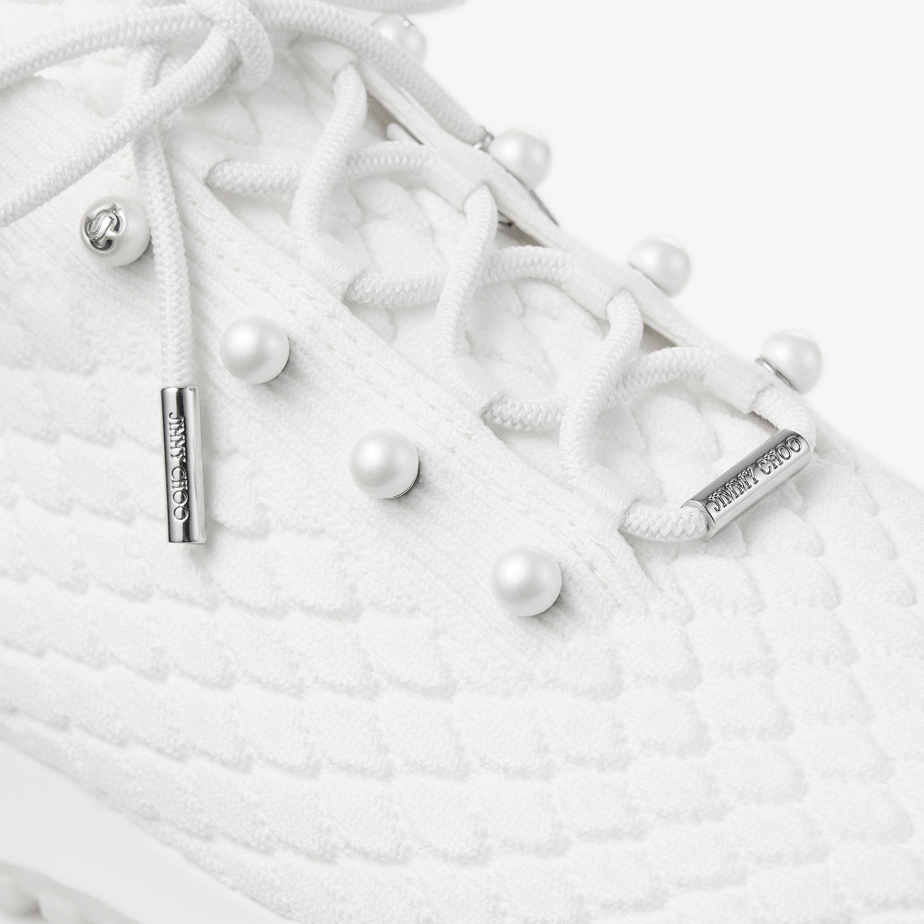 Veles |White Textured Knit Trainers | JIMMY CHOO