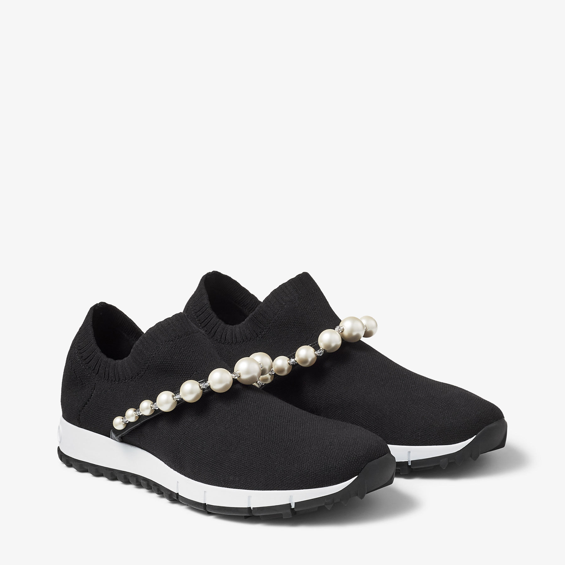 VENICE | Black Knit Trainers with Pearls | Summer Collection