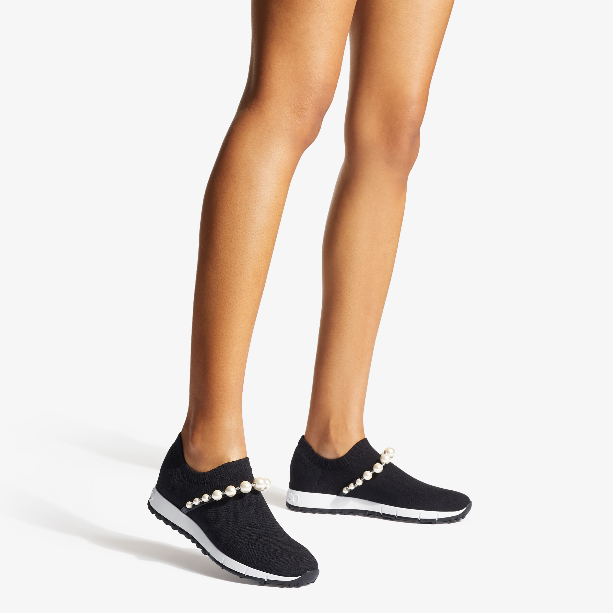 VENICE | Black Knit Trainers with Pearls | Summer Collection