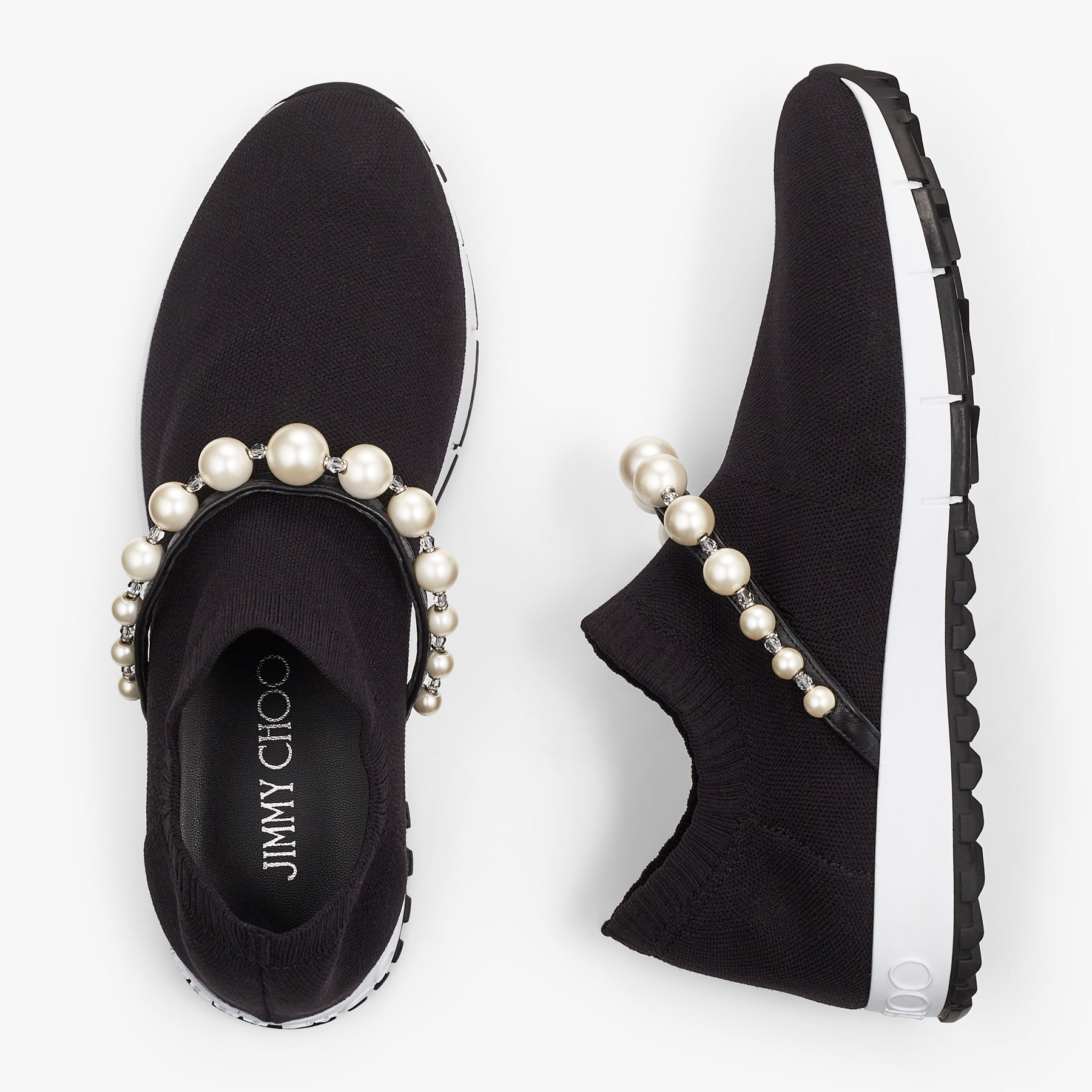 VENICE | Black Knit Trainers with Pearls | Summer Collection