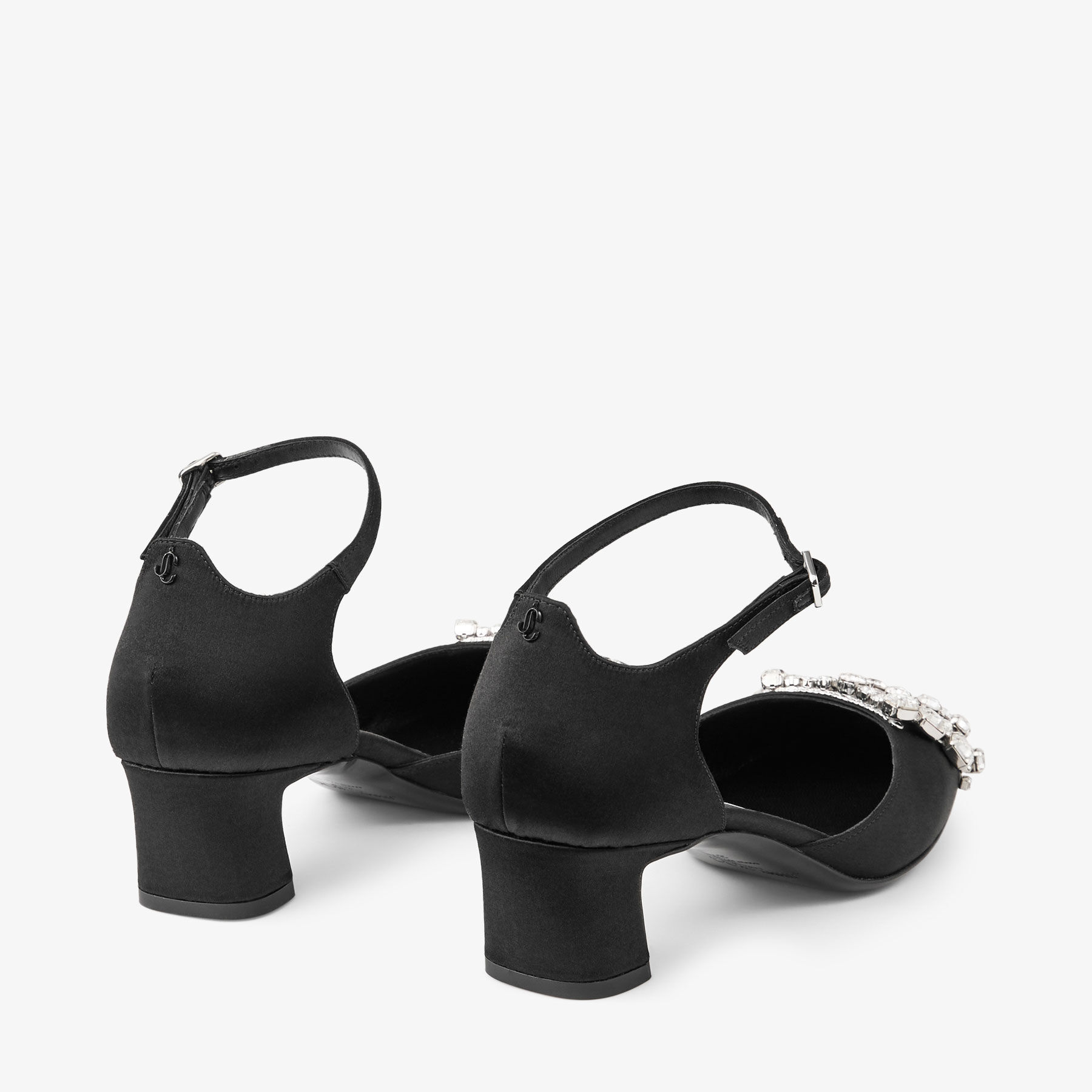 JIMMY CHOO Verity Block Heel 45 グリッター パンプス Verity/BH 45 | Black Satin Pumps | JIMMY CHOO