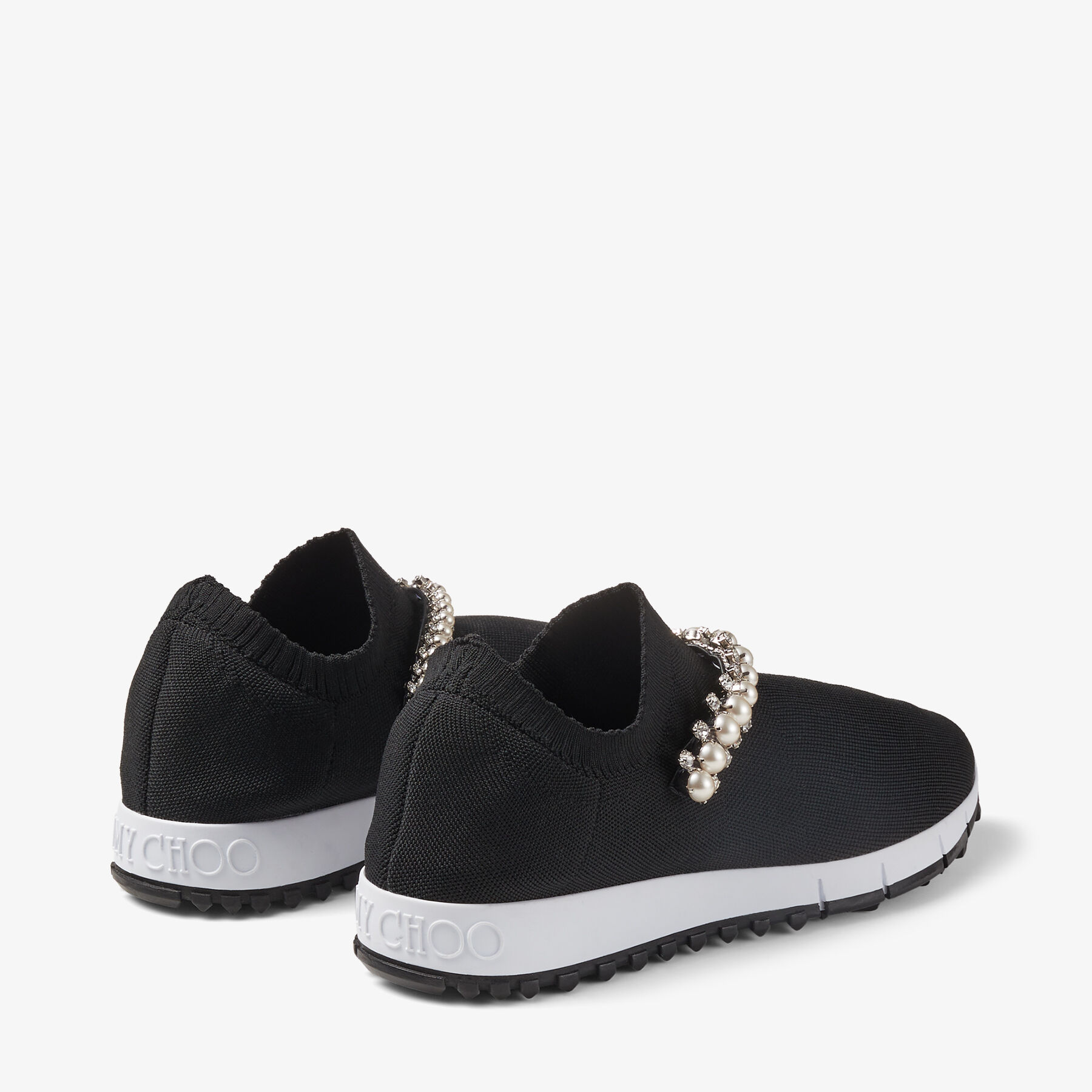 セール★Jimmy Choo★VERONA Jimmy Choo Verona Crystal-Embellished Metallic-Knit Sneaker