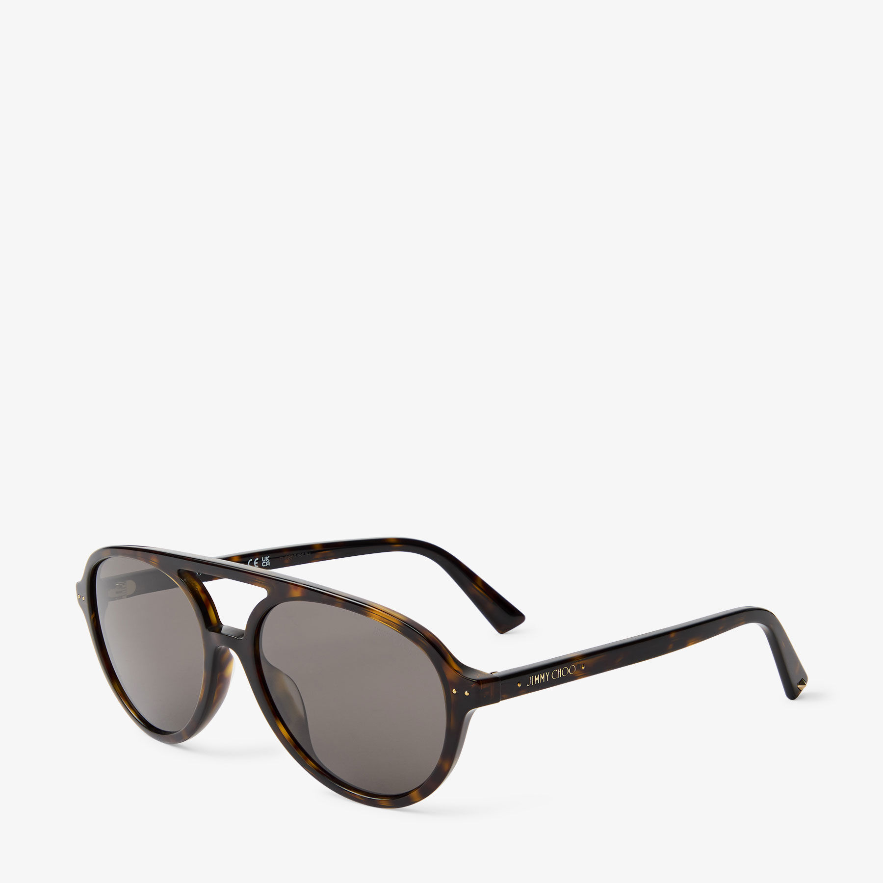 Vira | Dark Brown Havana Aviator Sunglasses | JIMMY CHOO