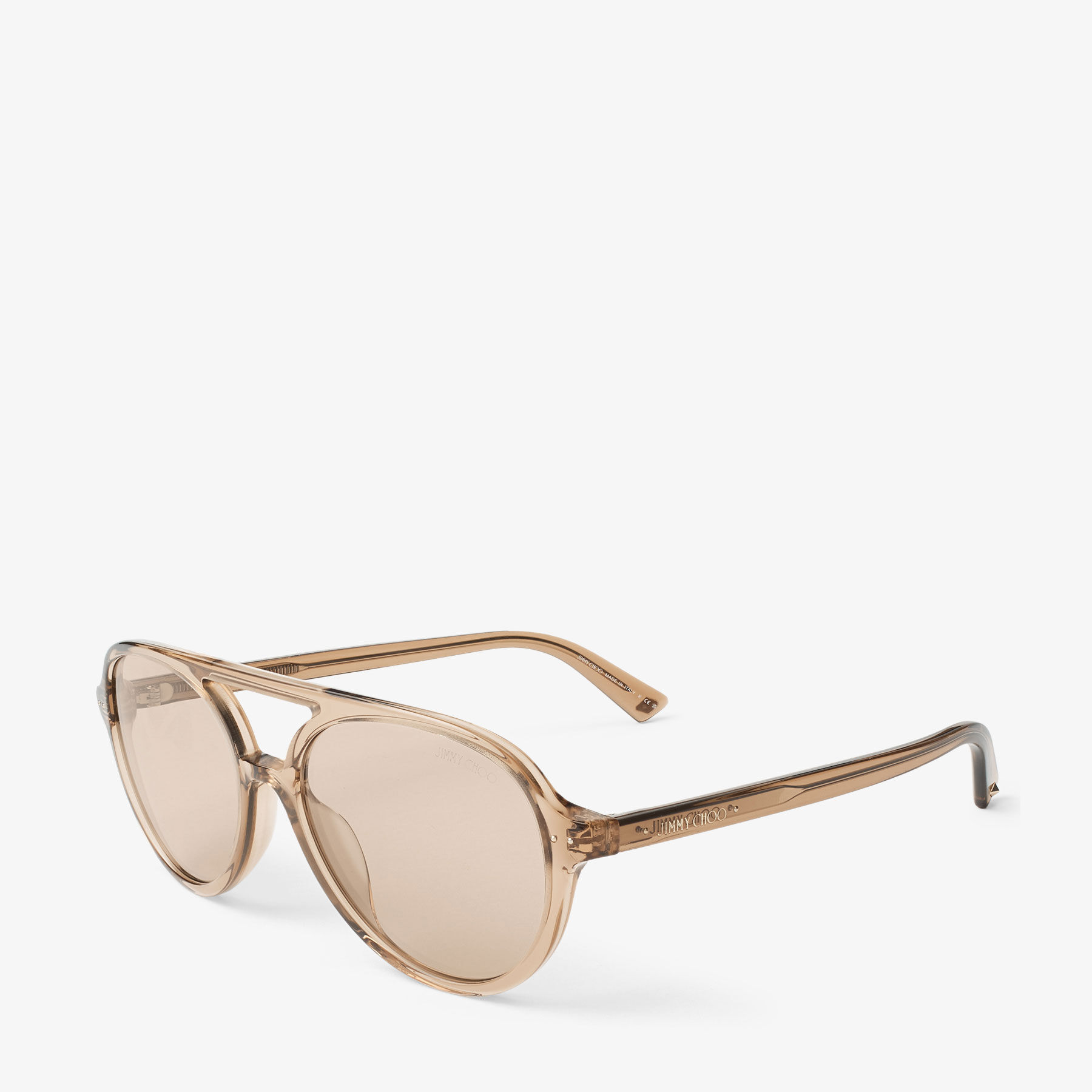 Vira | Transparent Tan Aviator Sunglasses | JIMMY CHOO